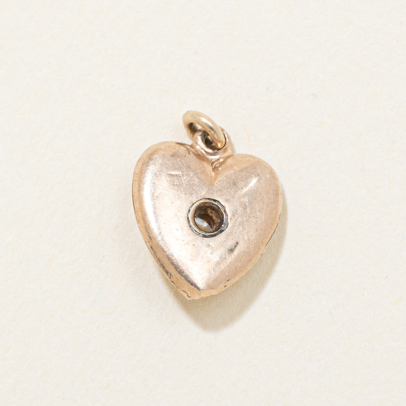 8k Bezel Set Diamond Puffed Heart Charm