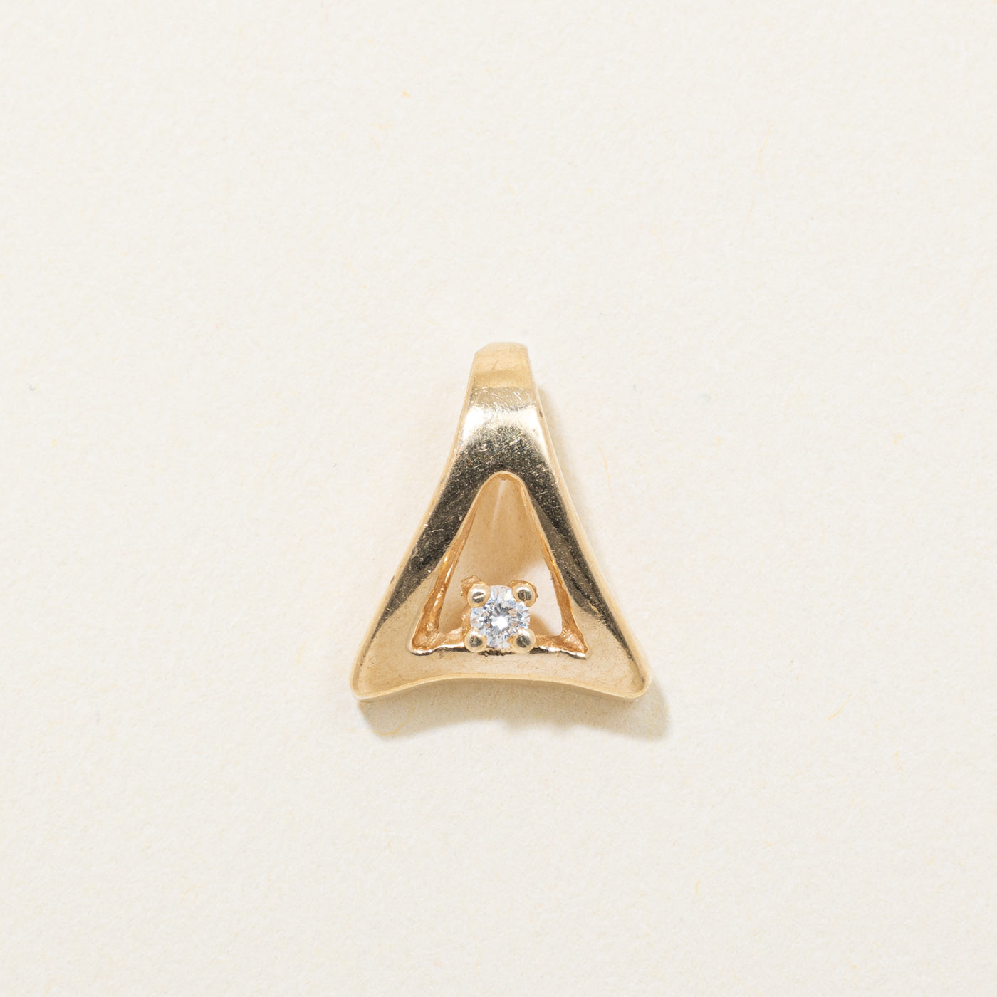 14k Yellow Gold Diamond Triangle Pendant