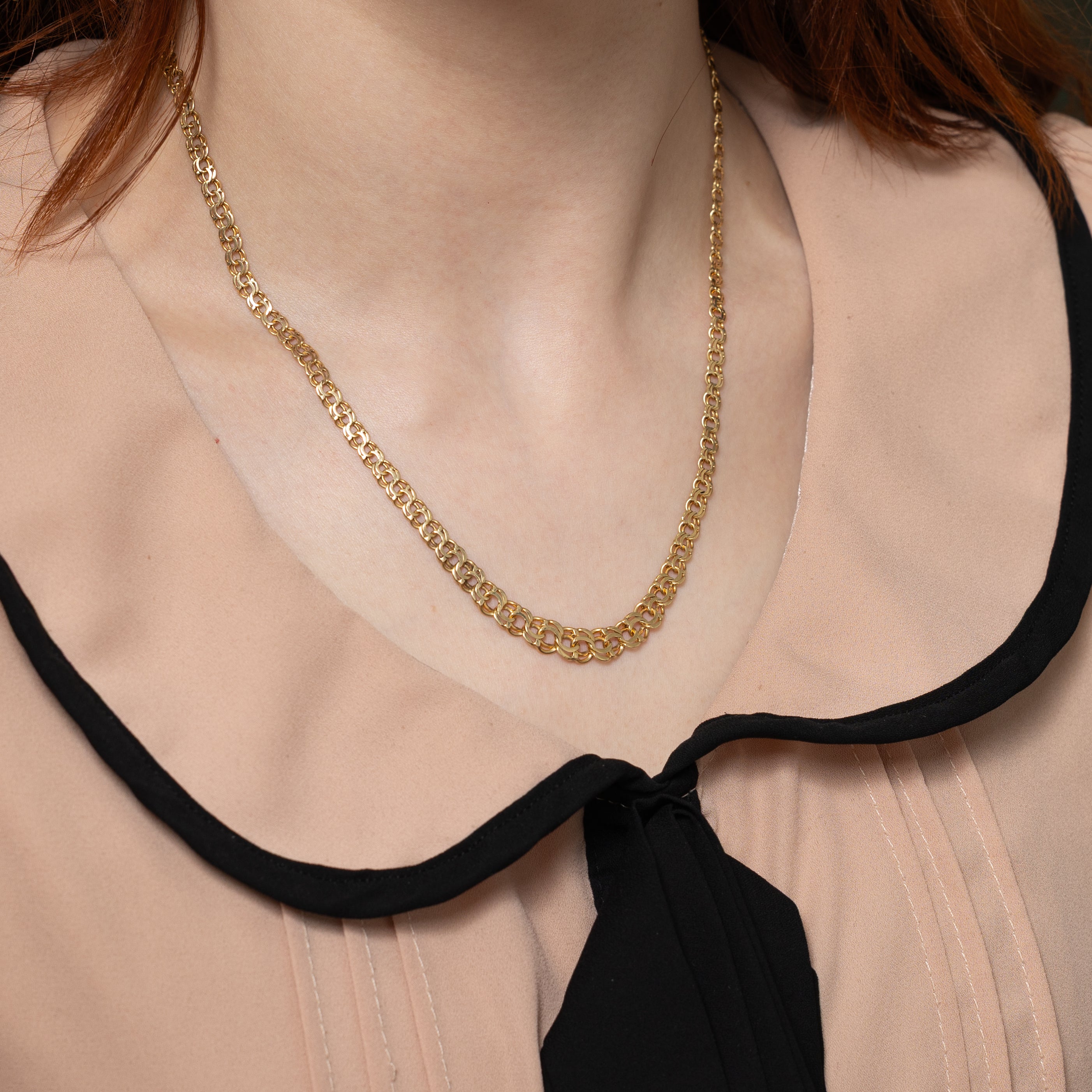 14k Yellow Gold Graduated Modified Bismarck Chain | 18"