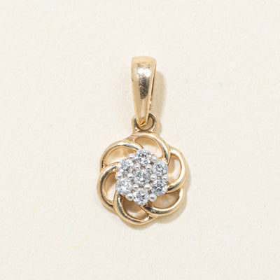 10k Yellow Gold Diamond Cluster Pendant