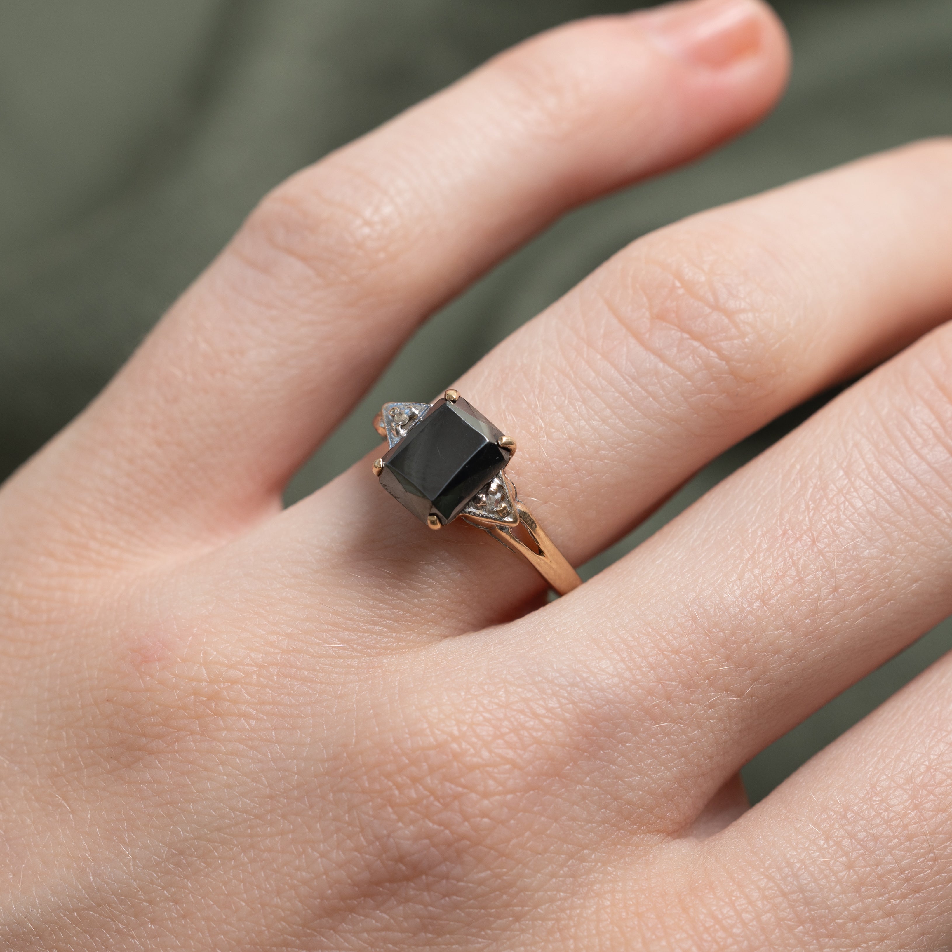 Hematite & Diamond Accented Ring | 0.002ctw | SZ 5.5
