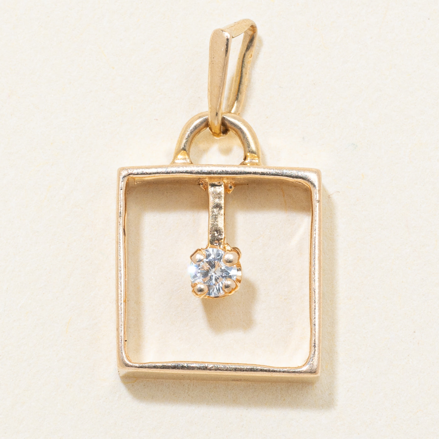 14k Yellow Gold Framed Diamond Charm