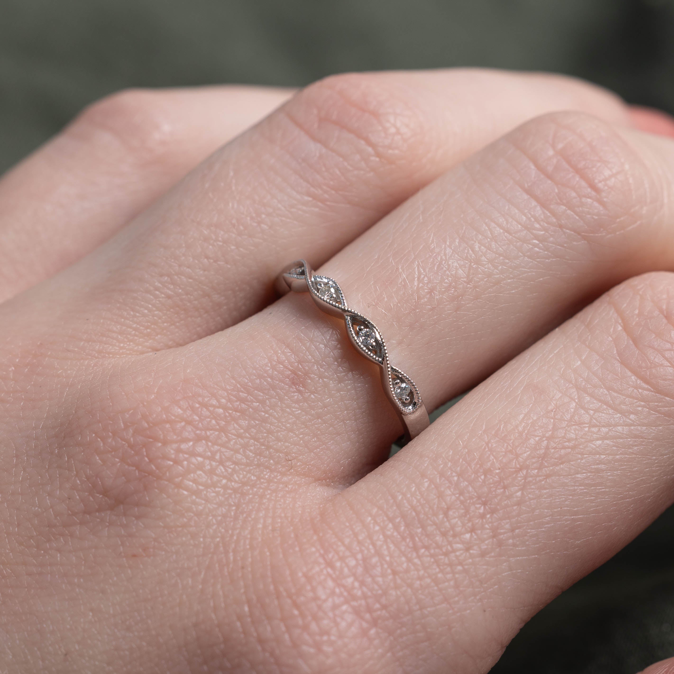 18k Diamond Marquise Patterned Band | SZ 6