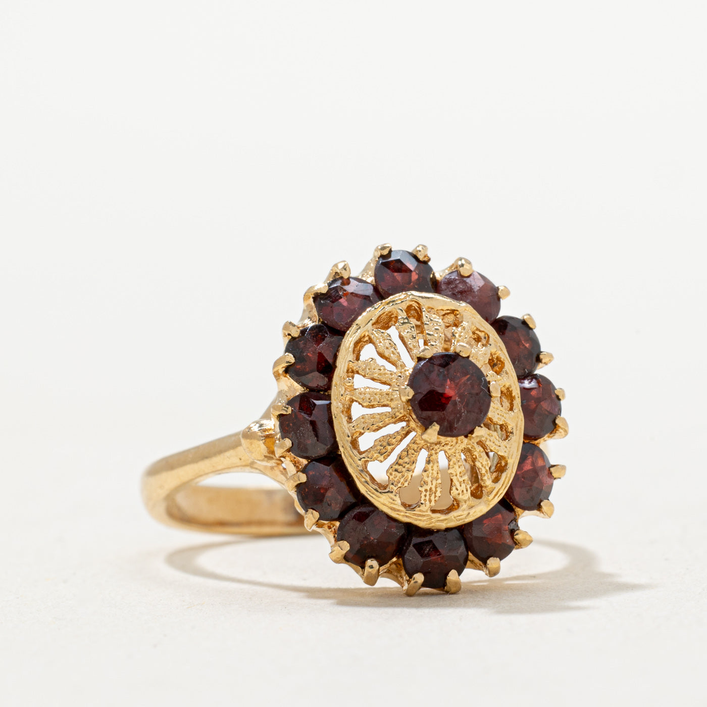 Garnet Petal Cocktail Ring | 1.45ctw | SZ 8.25