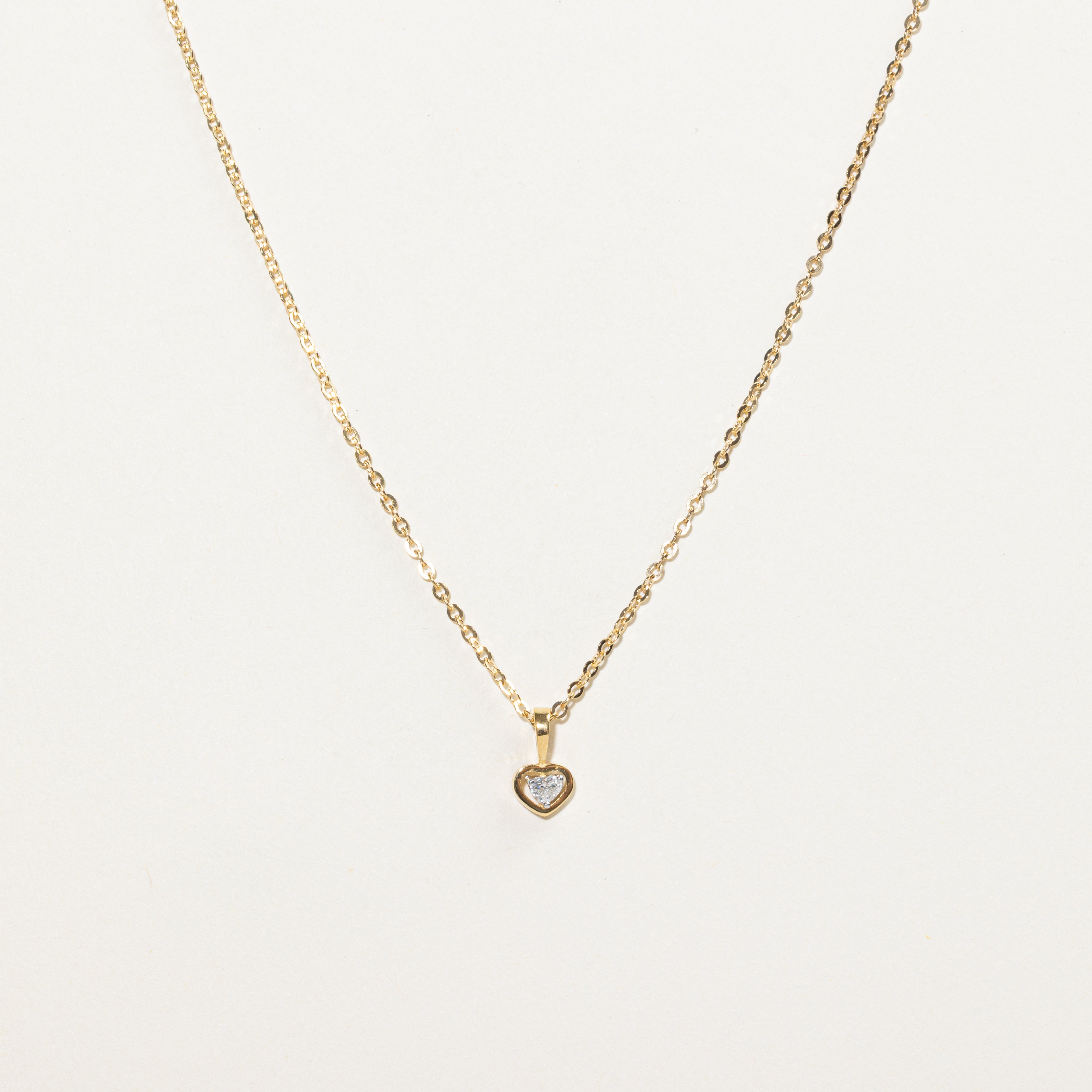18k Heart Cut Diamond Pendant Necklace | 0.10ct | 23"