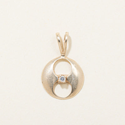 14k Yellow Gold Diamond Open Circle Pendant