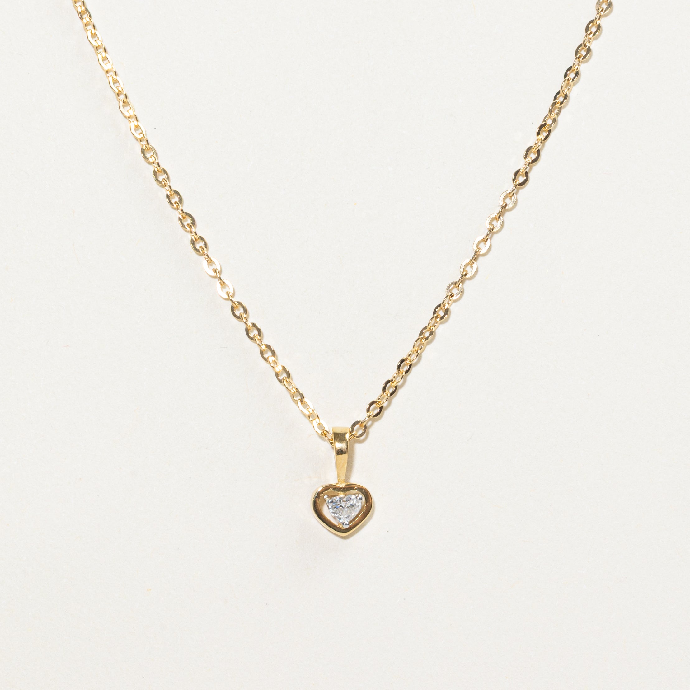 18k Heart Cut Diamond Pendant Necklace | 0.10ct | 23"