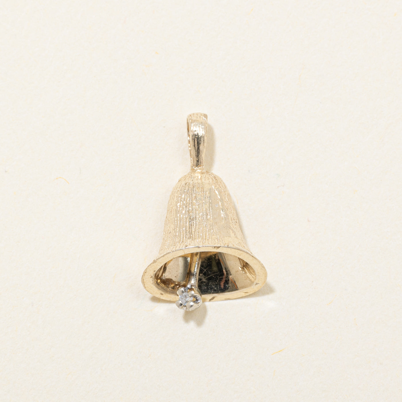 14k Diamond Textured Bell Pendant