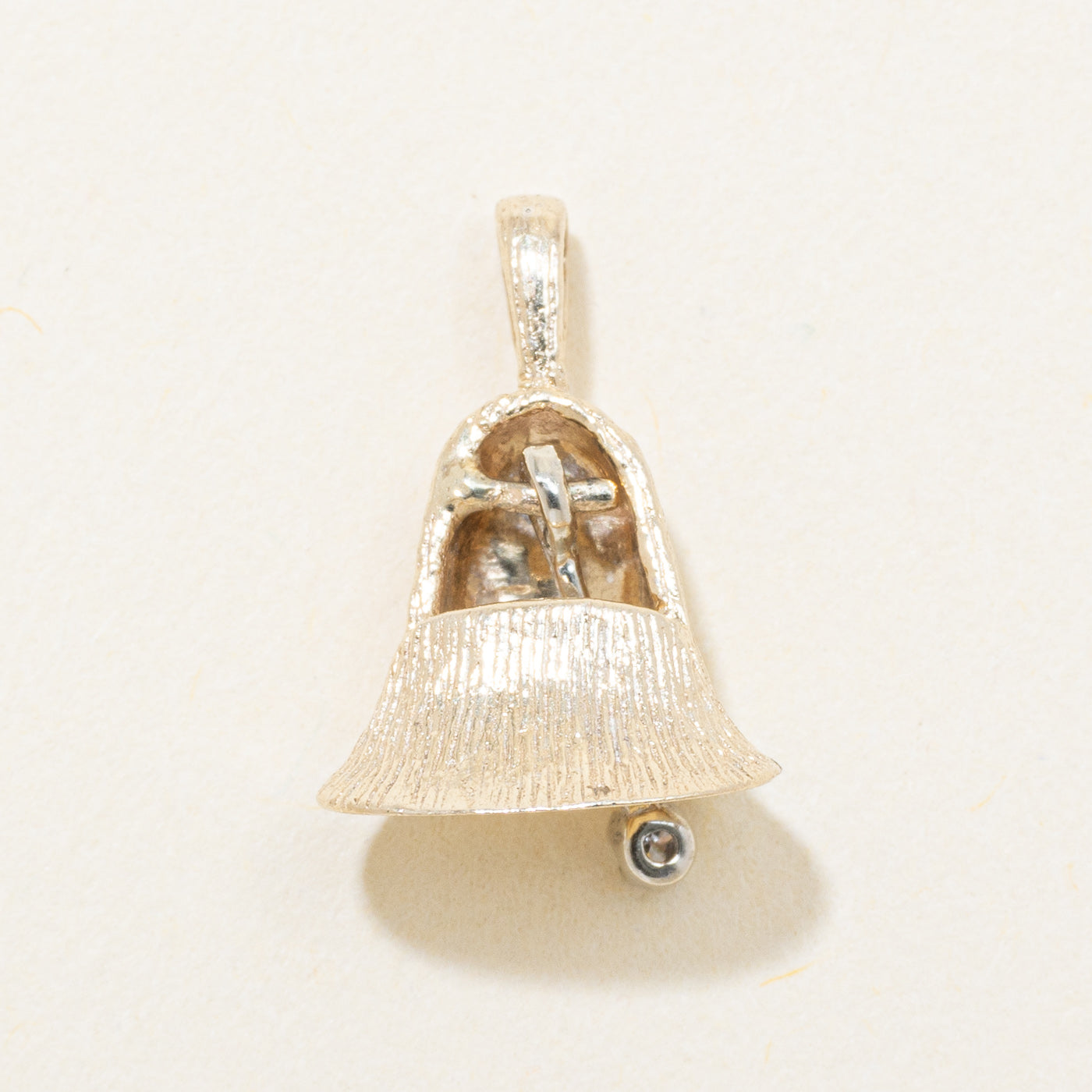 14k Diamond Textured Bell Pendant