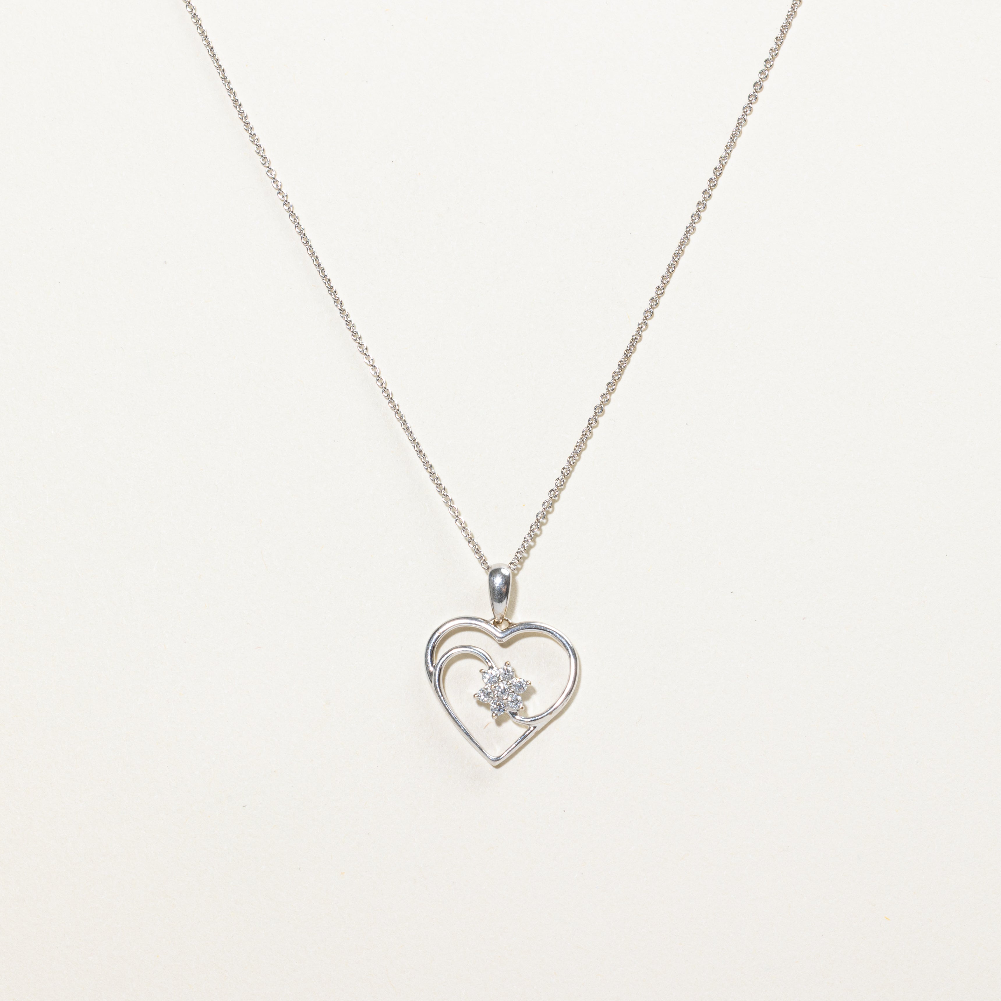 18k Diamond Cluster Heart Pendant Necklace | 0.15ctw | 16"