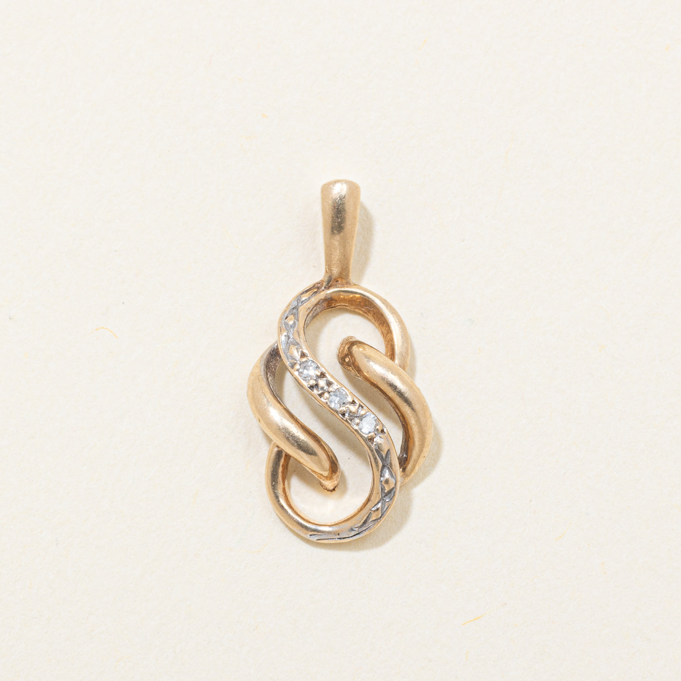 14k Yellow Gold Diamond Openwork "S" Initial Pendant