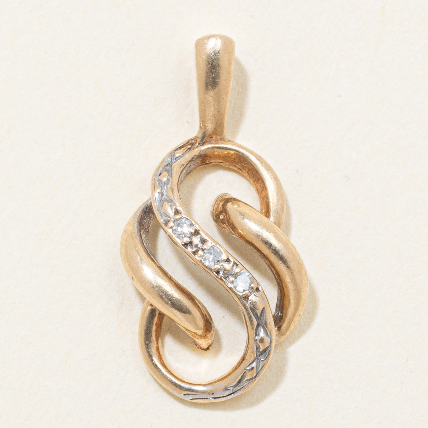 14k Yellow Gold Diamond Openwork "S" Initial Pendant