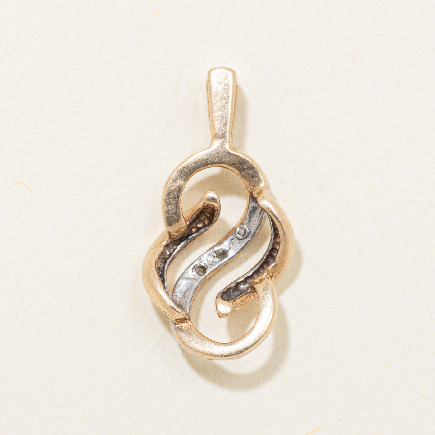 14k Yellow Gold Diamond Openwork "S" Initial Pendant