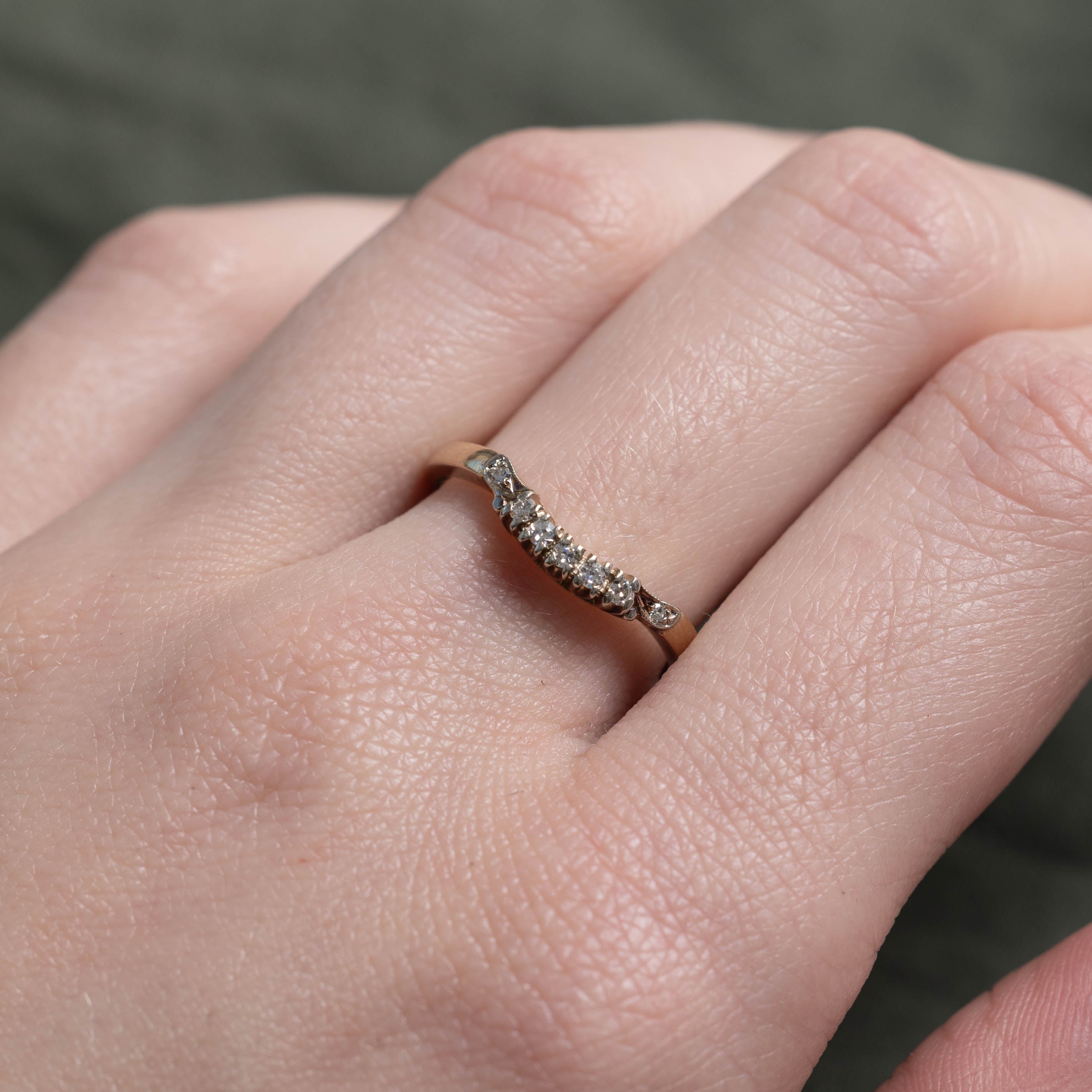 ‘Birks’ 14k Diamond Contour Ring | SZ 7