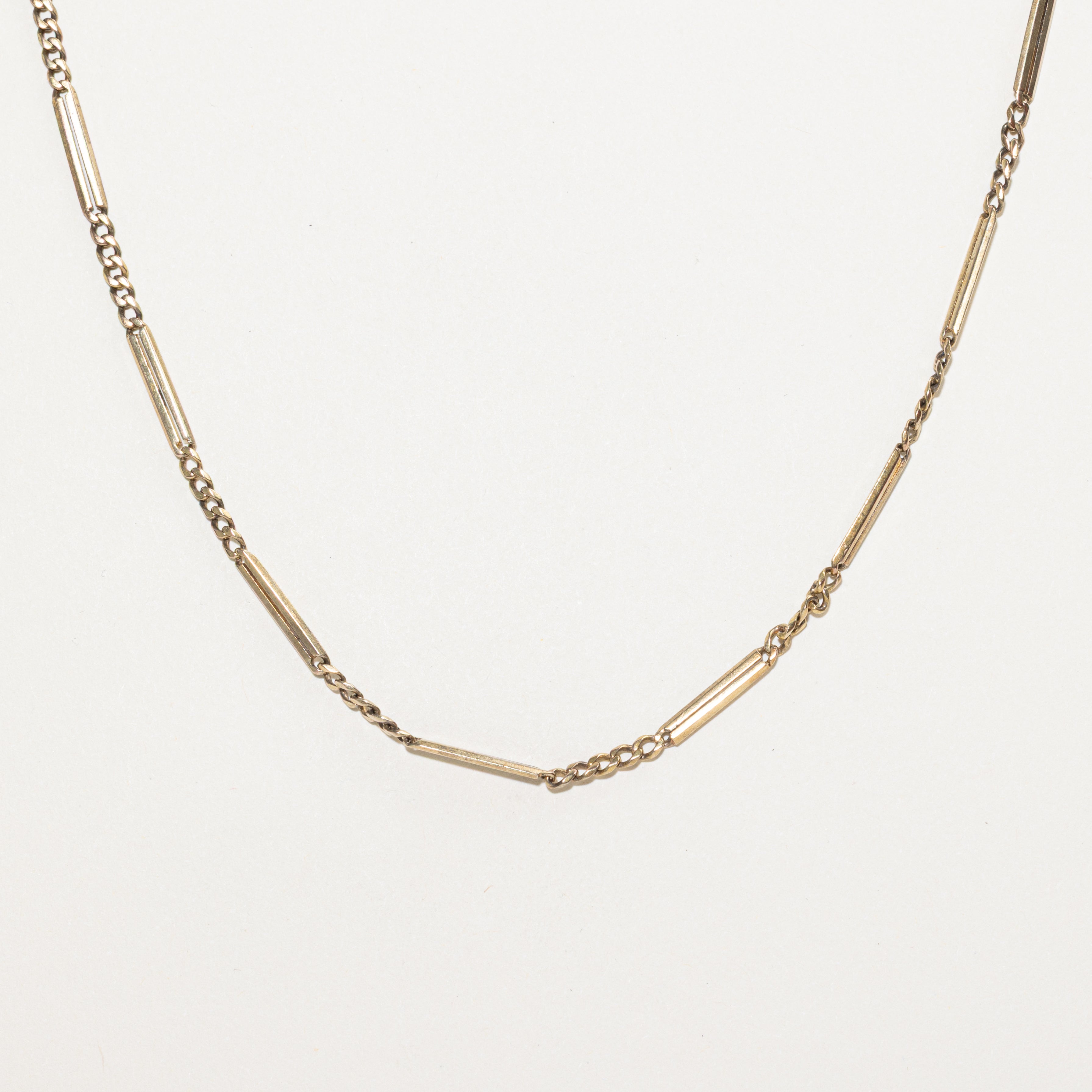 Vintage Dutch 14k Yellow Gold Bar Link Chain | 18"
