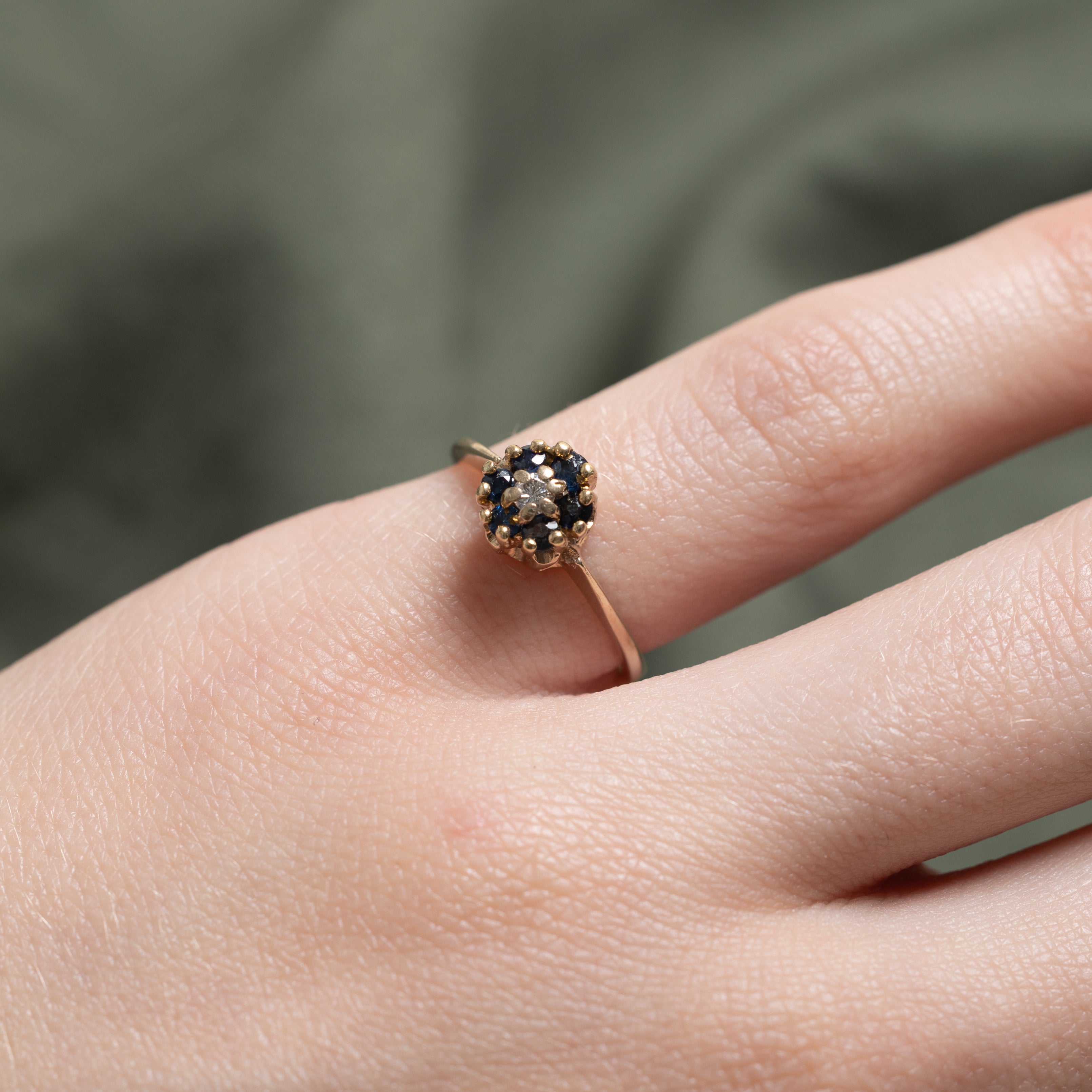 Sapphire & Diamond Floral Cluster Ring | 0.03ct | SZ 4