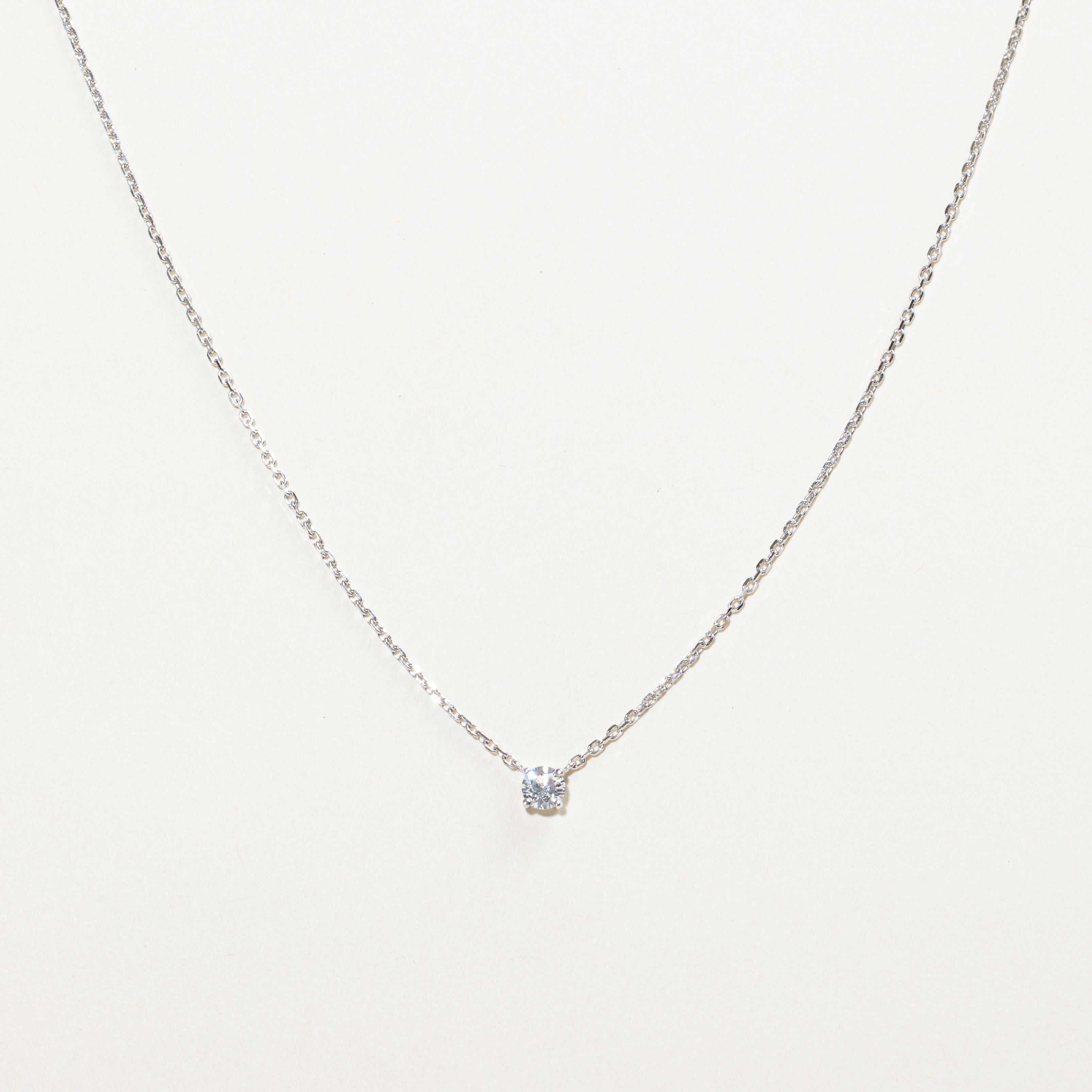White Gold Solitaire Diamond Pendant Necklace | 0.28ct | 16"