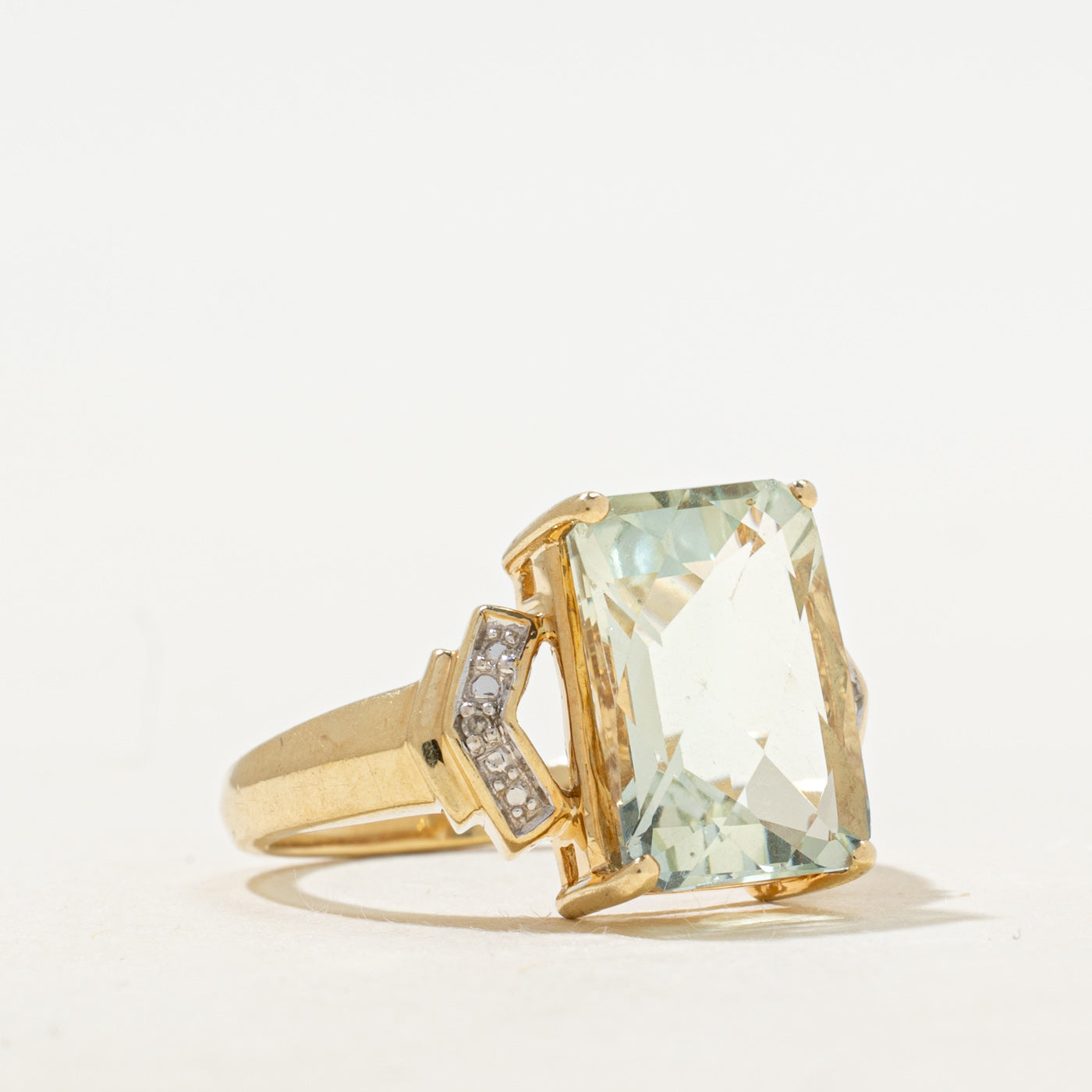 Basket Set Prasiolite & Diamond Cocktail Ring | 5.40ct, 0.004ctw | SZ 7