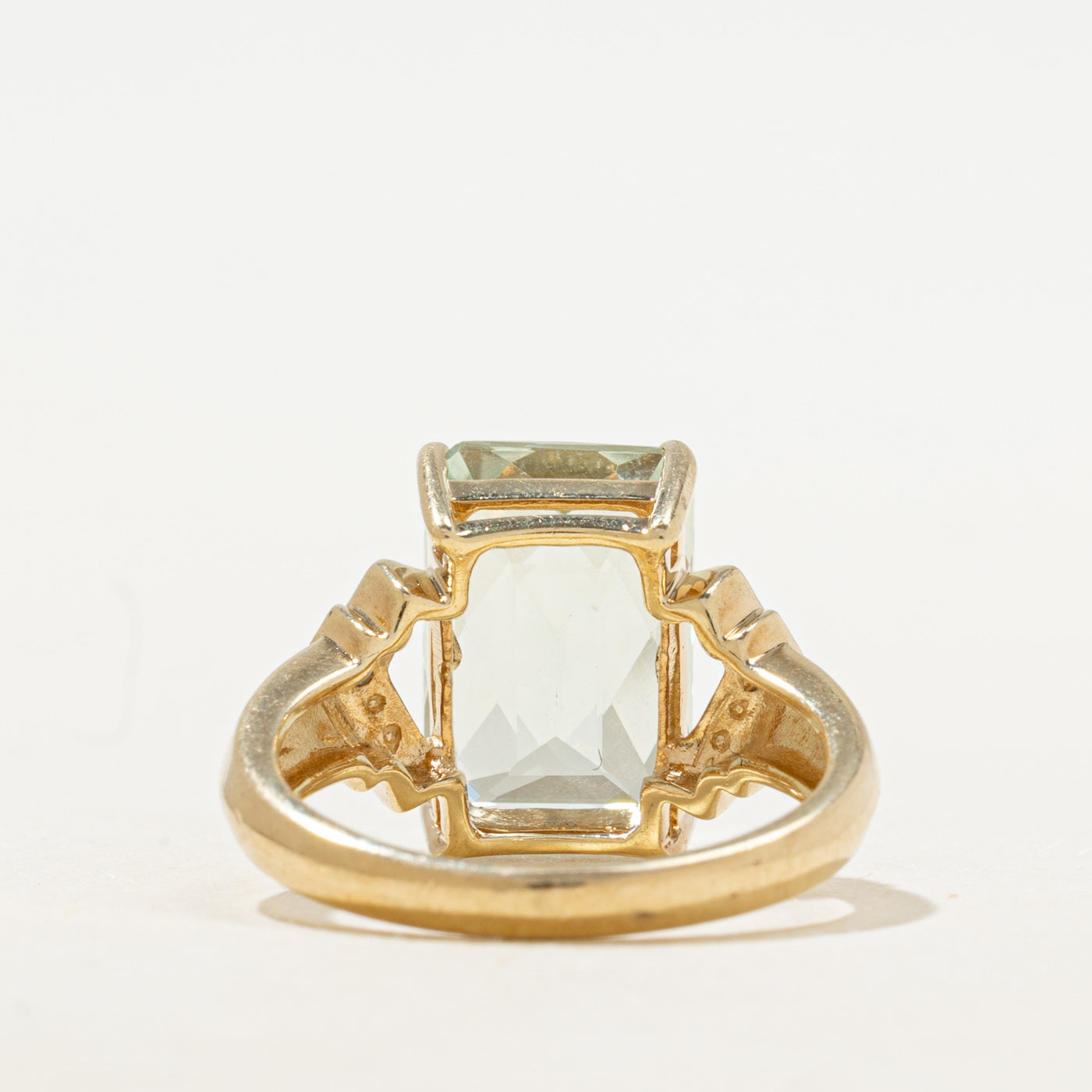 Basket Set Prasiolite & Diamond Cocktail Ring | 5.40ct, 0.004ctw | SZ 7