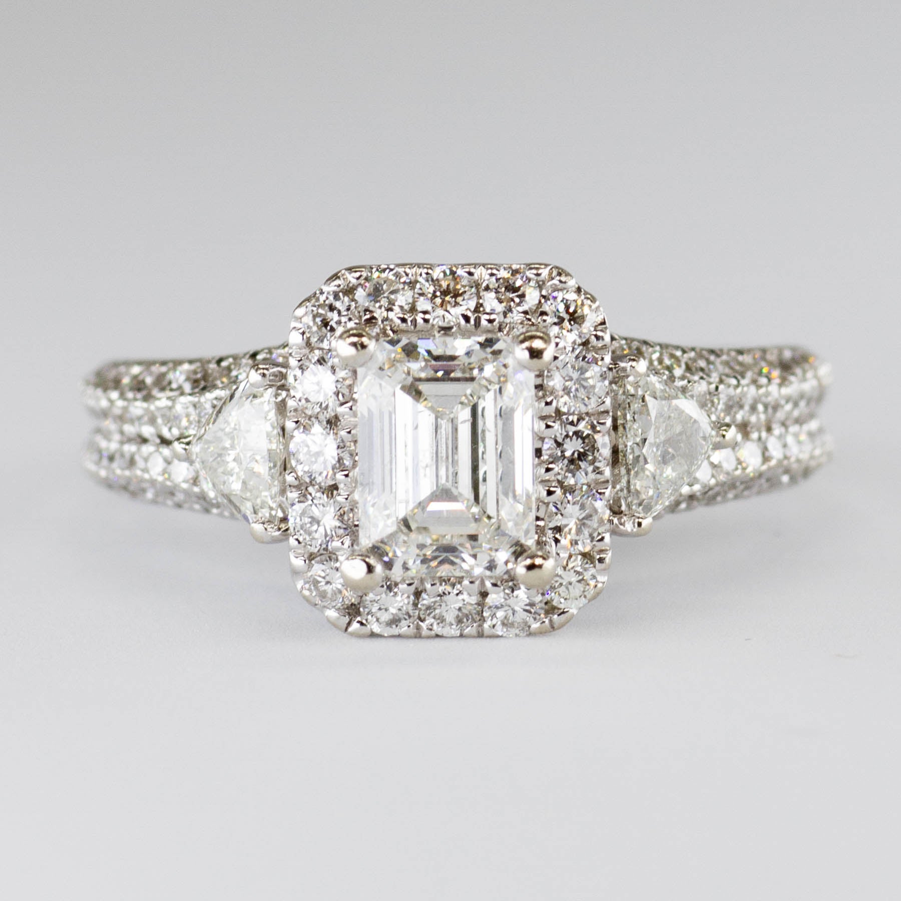 'Vera Wang' Emerald Cut Diamond Halo Engagement Ring | 2.23ctw | SZ 6.5 | - 100 Ways