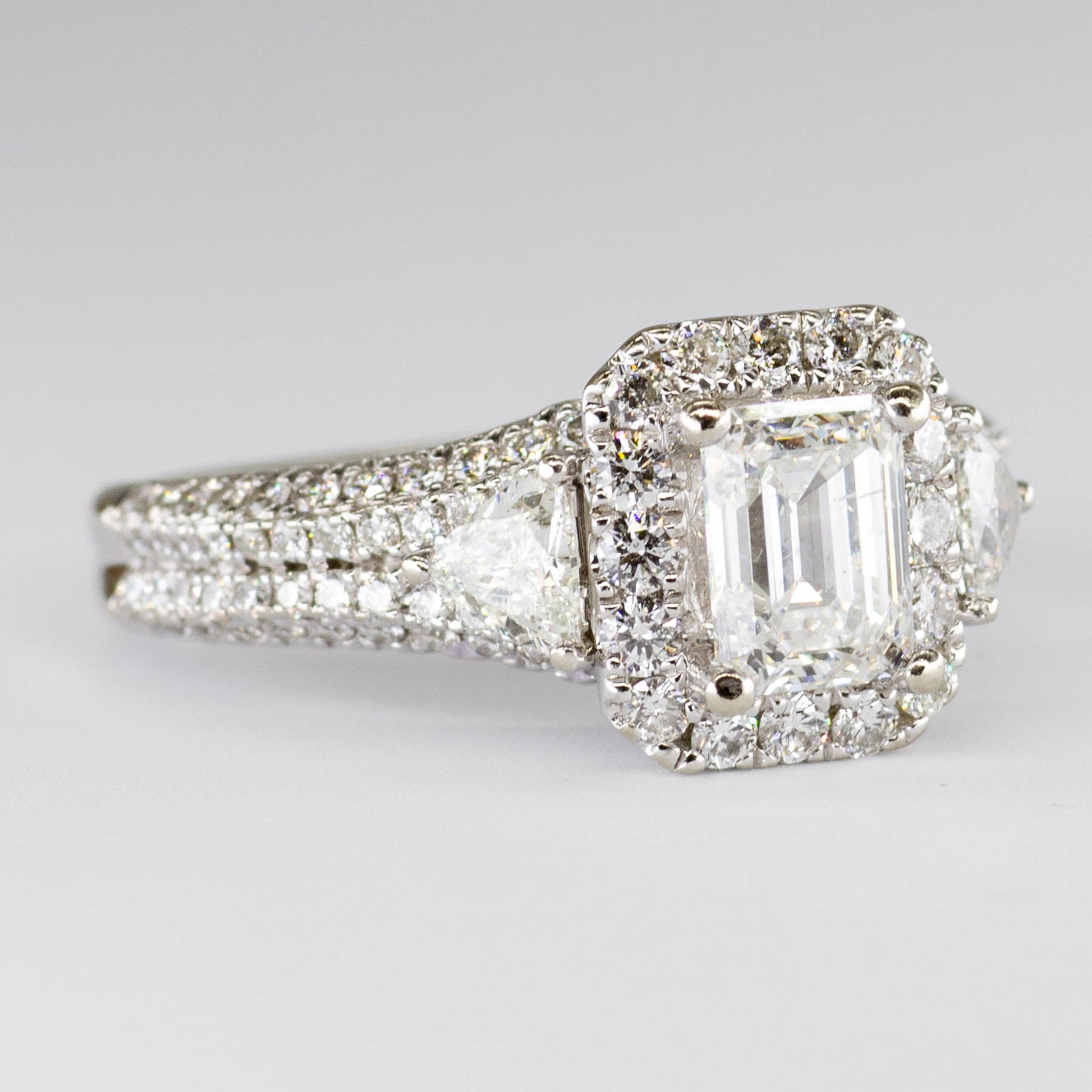 'Vera Wang' Emerald Cut Diamond Halo Engagement Ring | 2.23ctw | SZ 6.5 | - 100 Ways