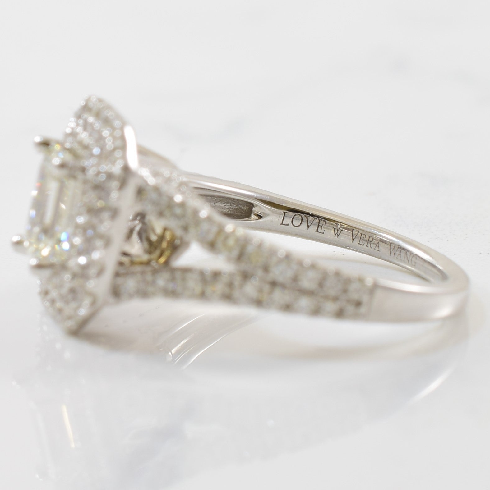 'Vera Wang' Emerald Cut Double Halo Diamond Engagement Ring | 0.04ctw, 1.82ctw | SZ 6.5 | - 100 Ways