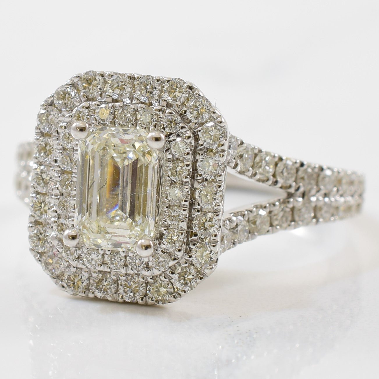 'Vera Wang' Emerald Cut Double Halo Diamond Engagement Ring | 0.04ctw, 1.82ctw | SZ 6.5 | - 100 Ways