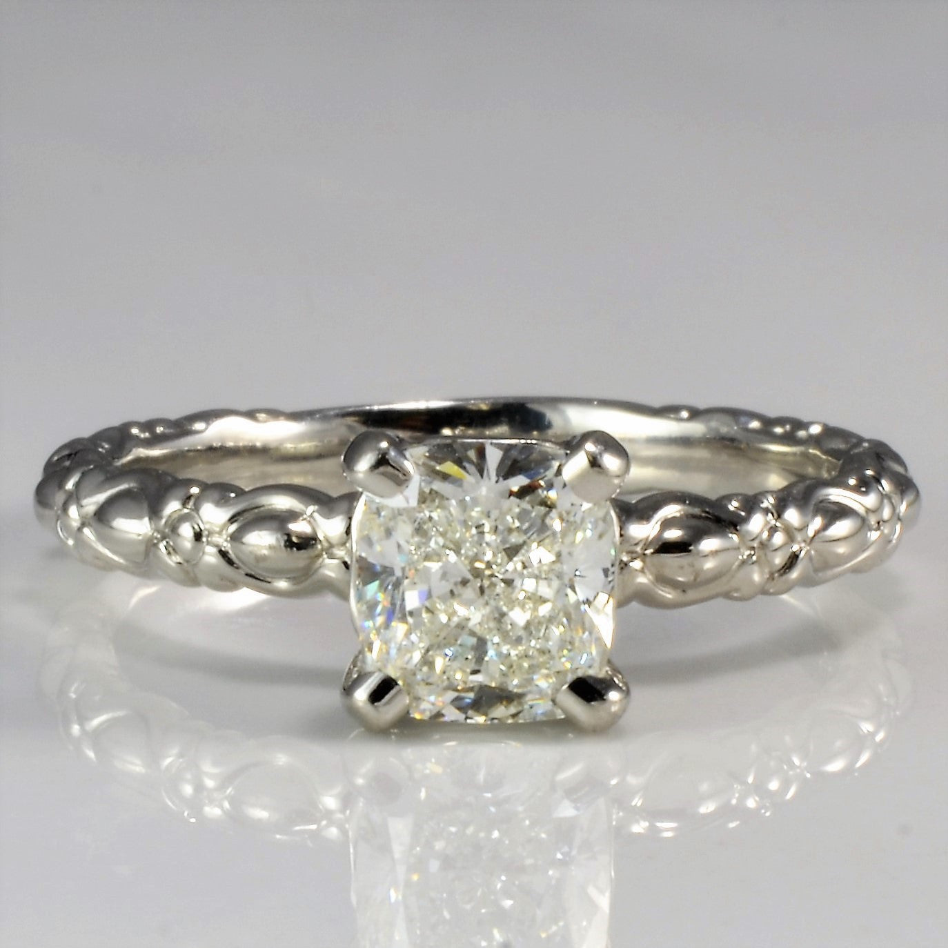 GIA Cushion Cut Platinum Solitaire  Diamond Engagement Ring | 1.40ct VVS1 J | SZ 8.25 |