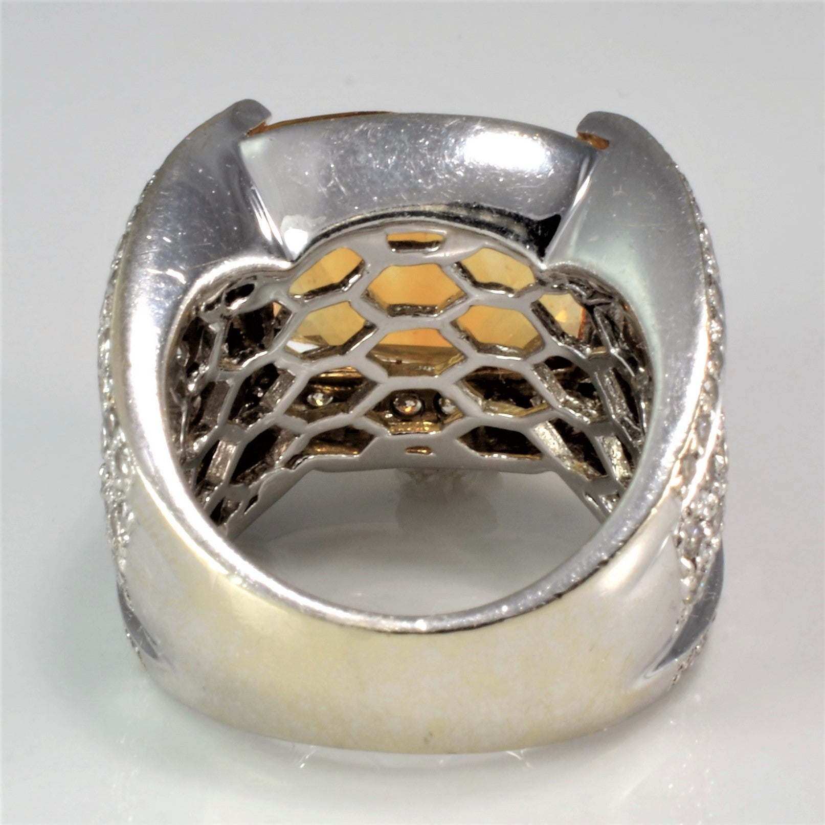 Pave Diamond & Citrine Cocktail Ring | 2.28ctw, 8.65ct | SZ 6.5 |