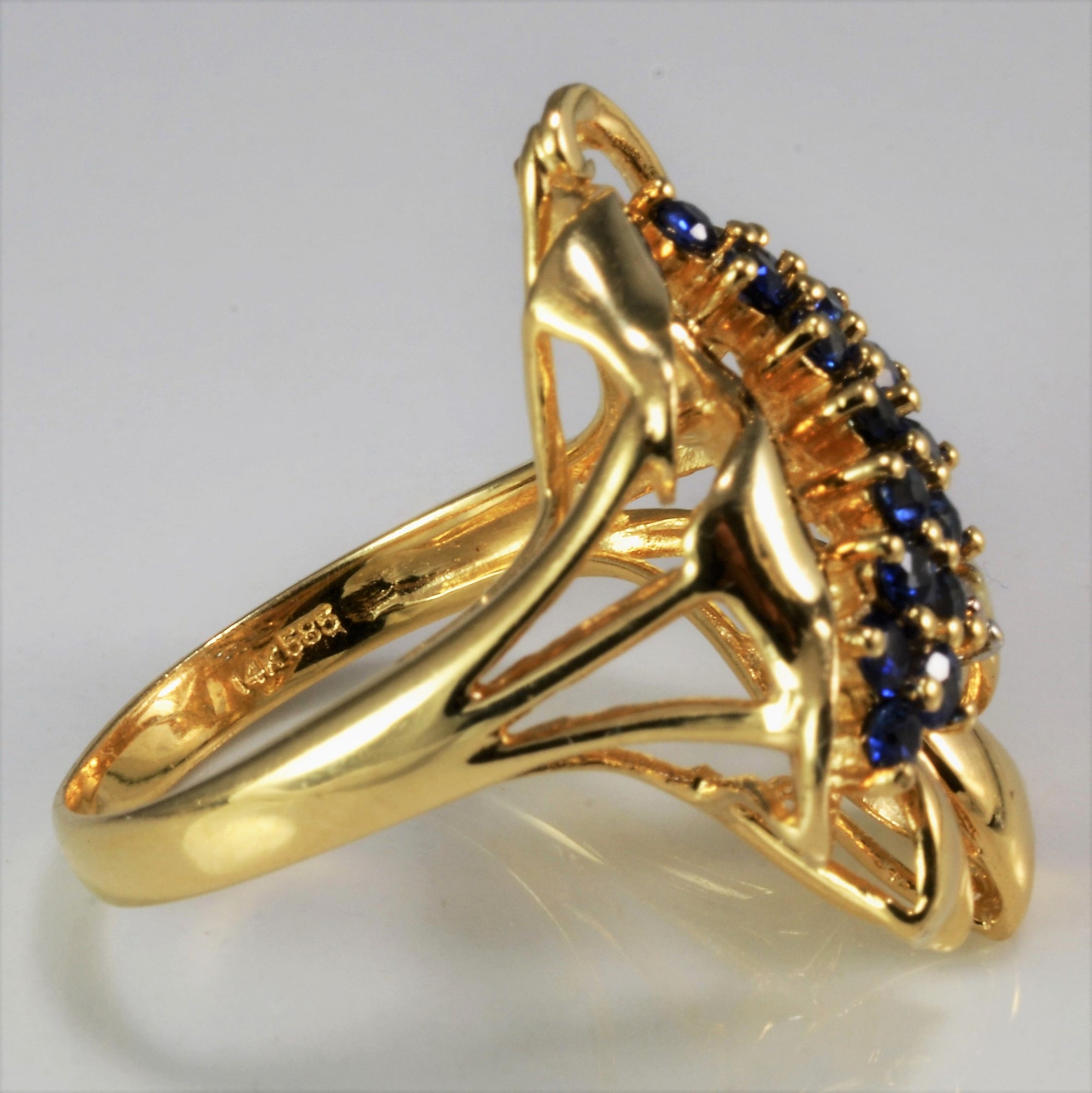 Intricate Sapphire & Diamond Cocktail Ring | 0.02 ct, SZ 7 |