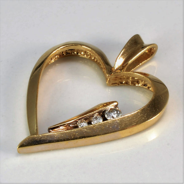 Three Stone Diamond Heart Pendant