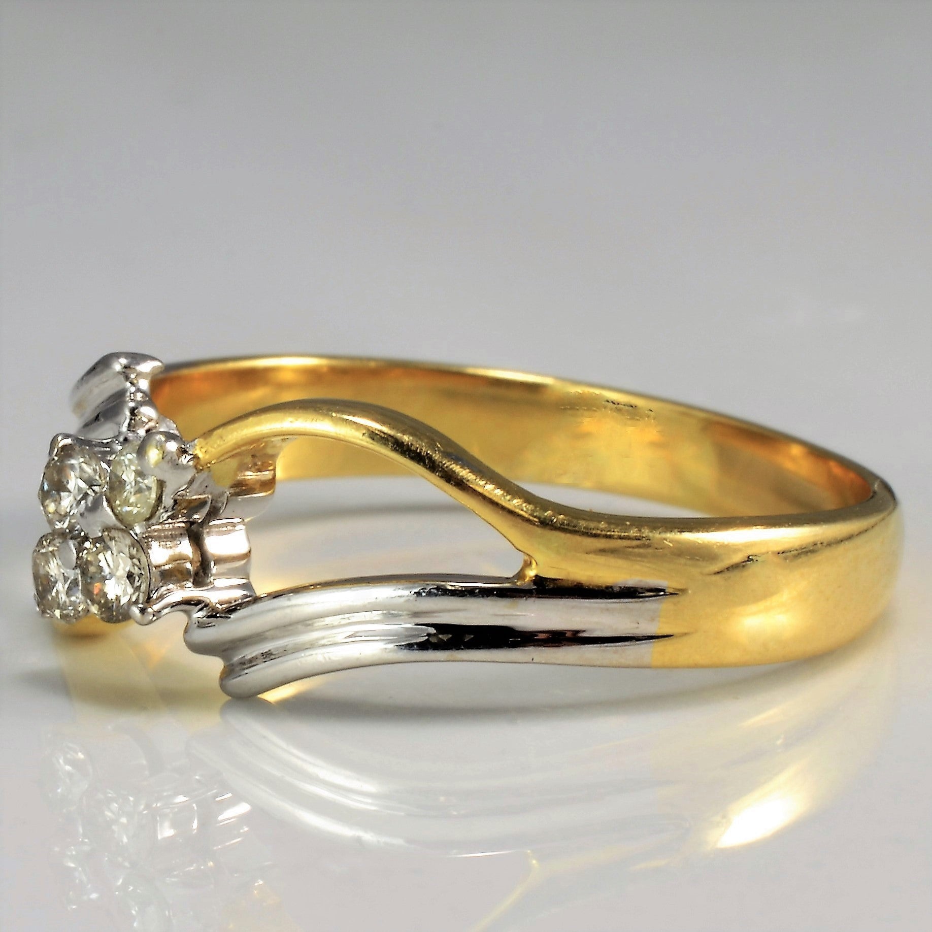 Two Tone Bypass Diamond Cluster Ring | 0.17 ctw, SZ 8.5 |