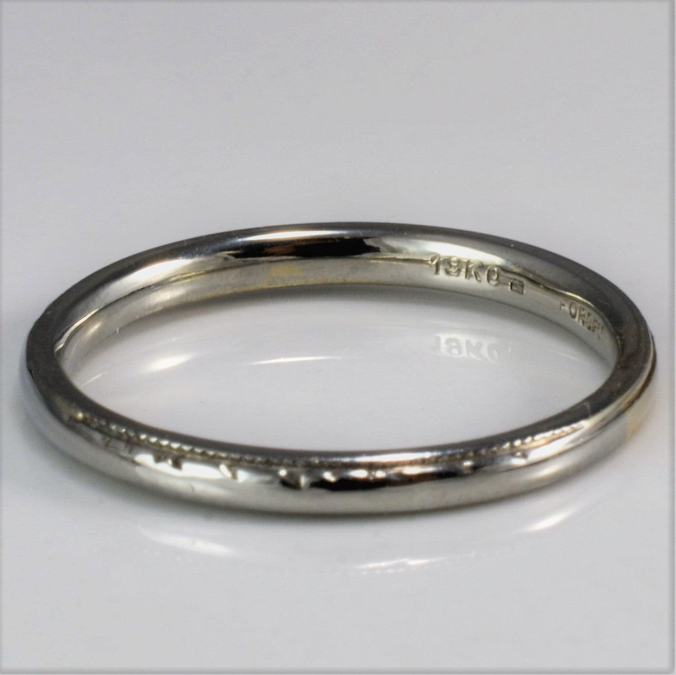 Vintage Patterned White Gold Wedding Band | SZ 5.5 |