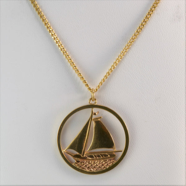 Yellow Gold Sailboat Necklace | 26