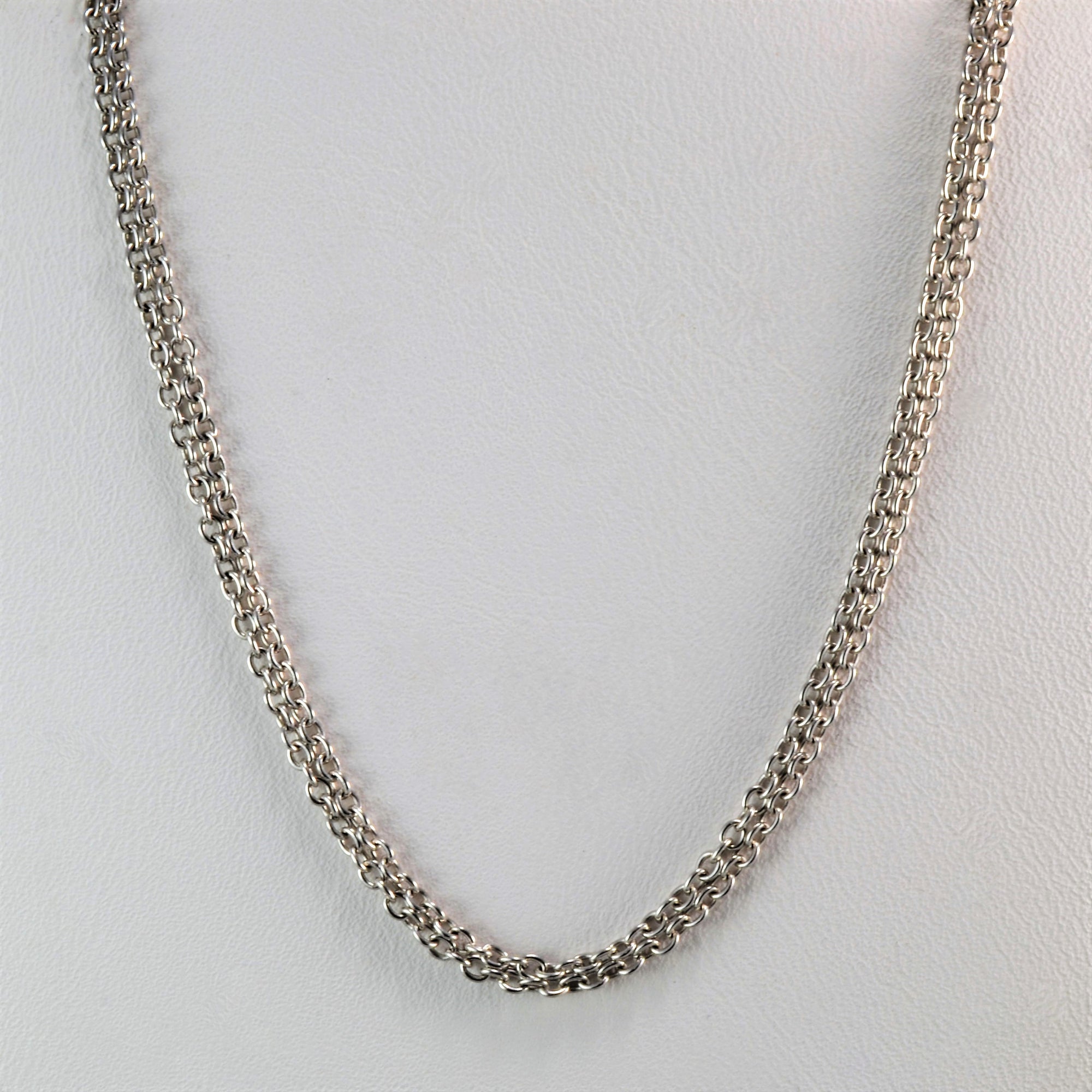 Double Row Classic Link White Gold Chain | 18