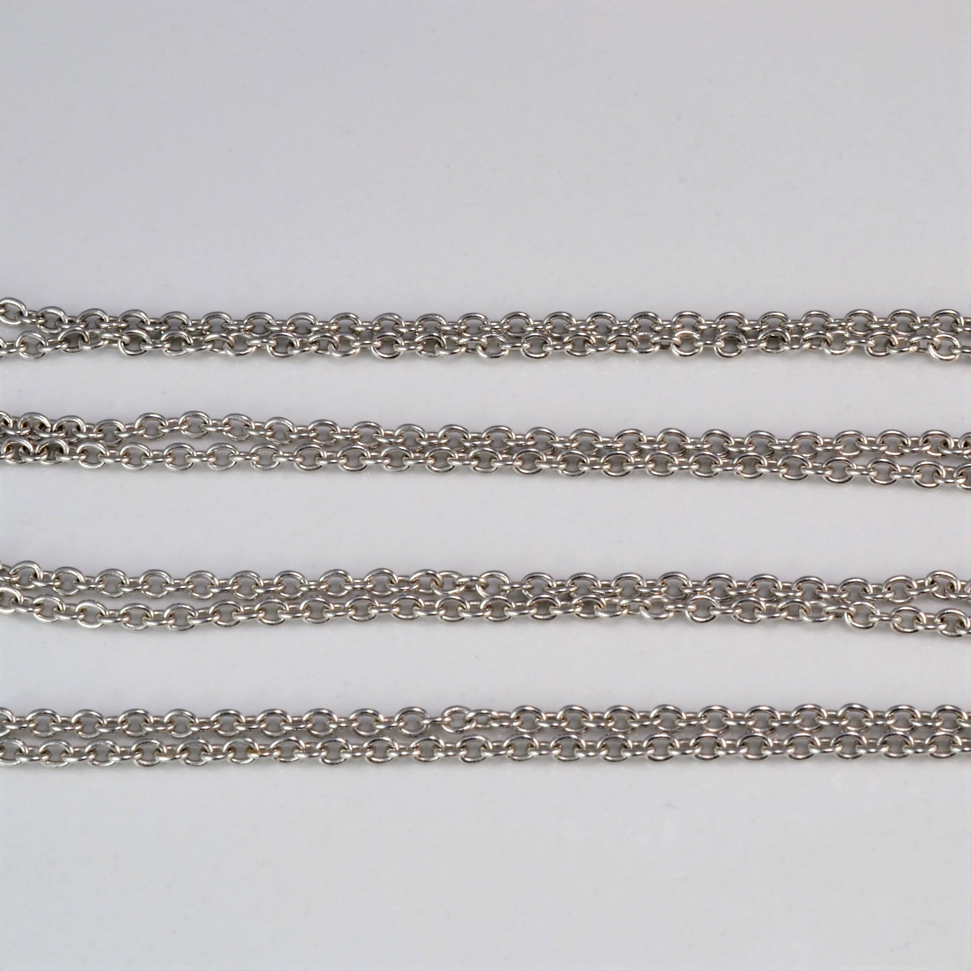Double Row Classic Link White Gold Chain | 18