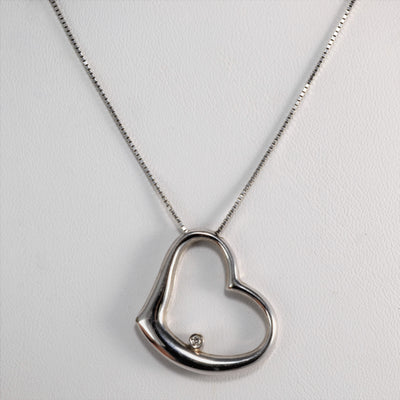 18k Italian Diamond Heart Necklace | 16