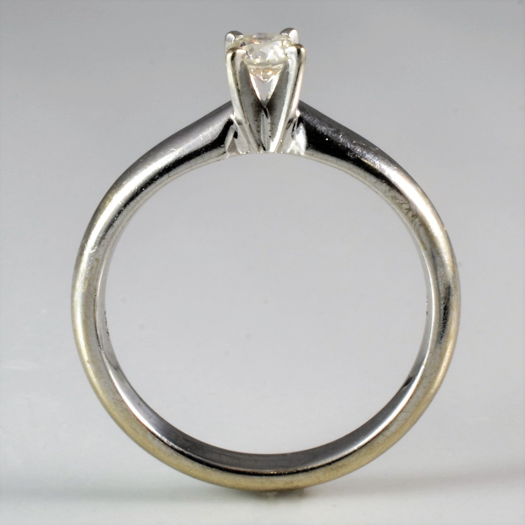 Simple White Gold Solitaire Ring | 0.20 ct, SZ 6.25 |