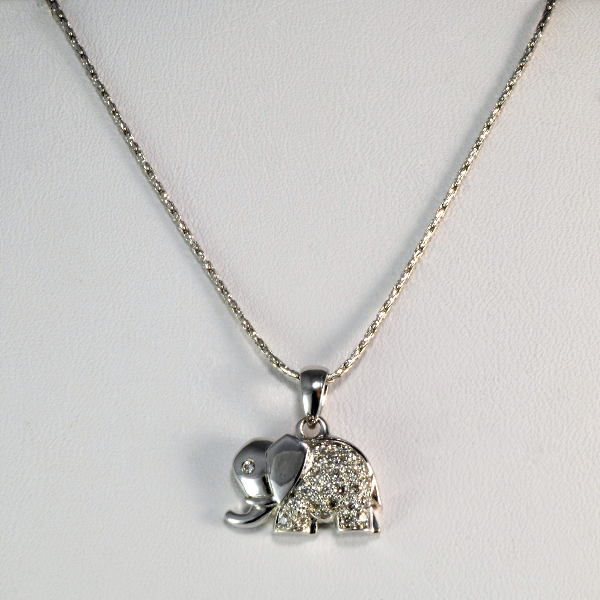 Petite Diamond Elephant Necklace | 0.14 ctw, 18