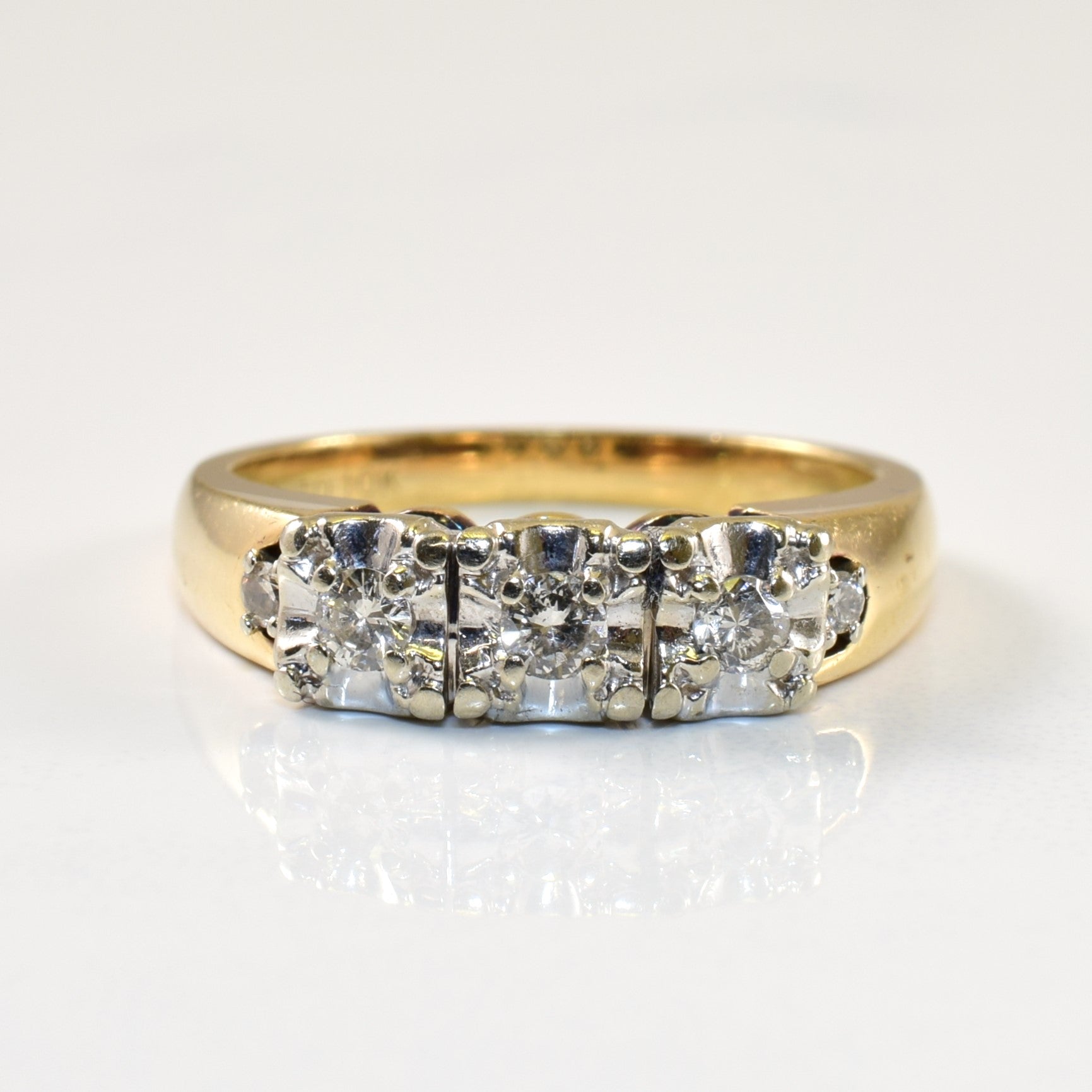 Three Stone Diamond Ring | 0.18ctw | SZ 6.75 |