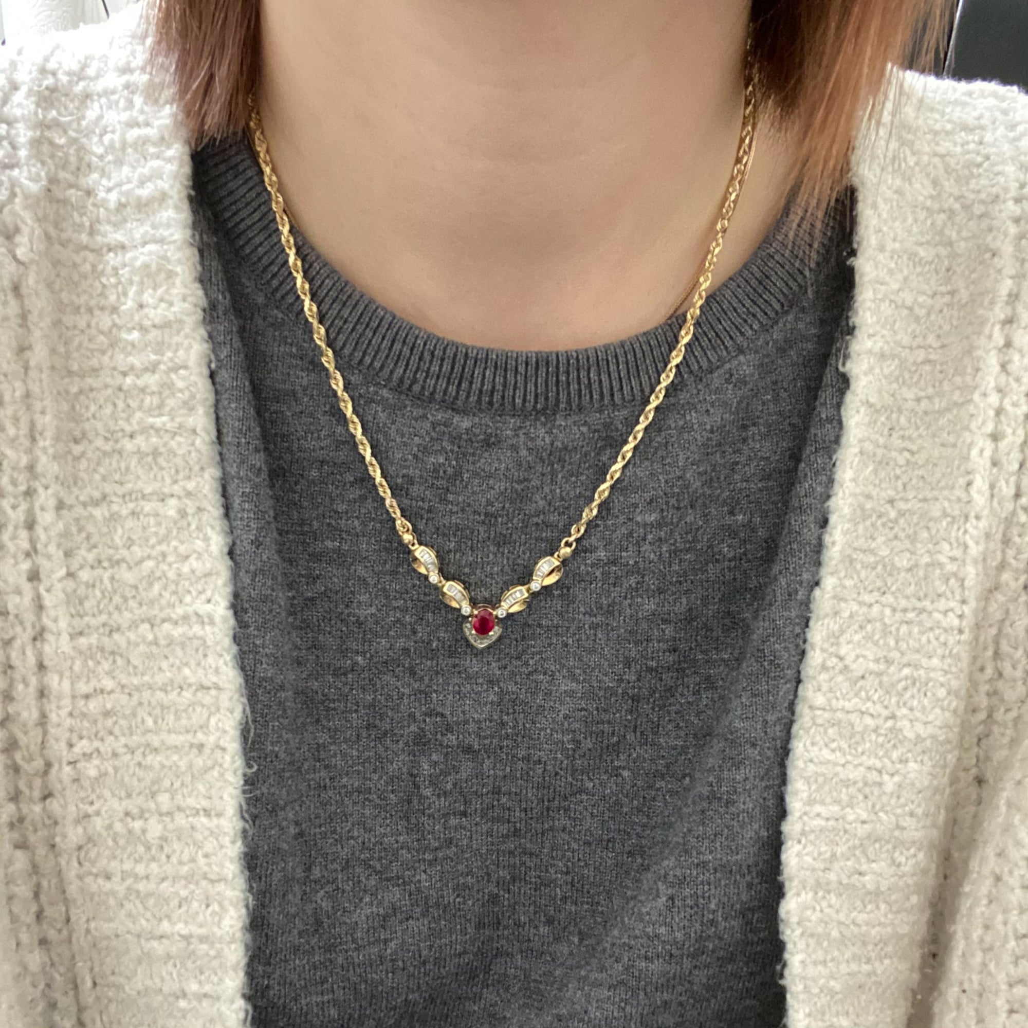 Ruby & Diamond Necklace | 0.70ctw, 1.00ct | 19
