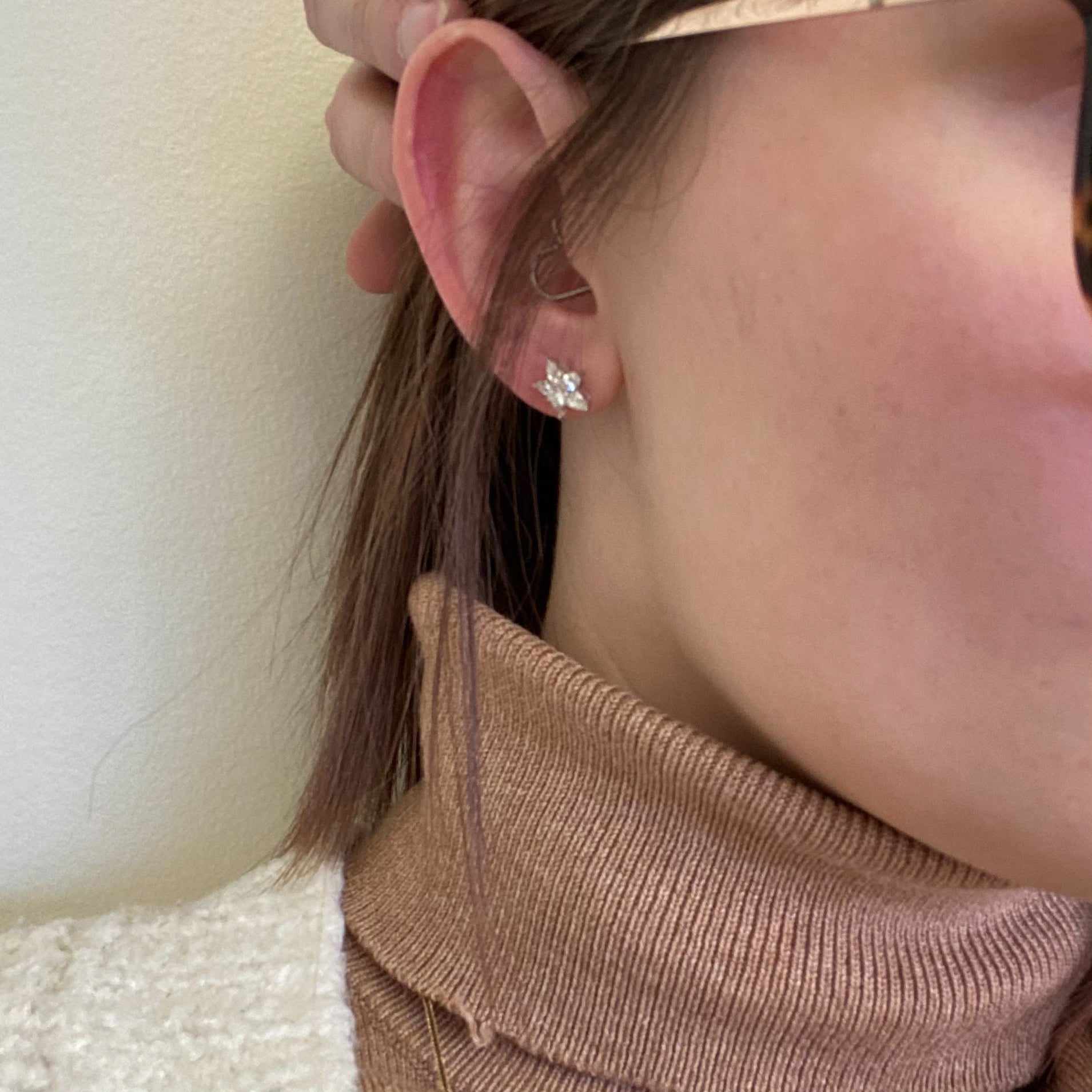 Pear Cut Floral Diamond Stud Earrings | 0.90ctw |