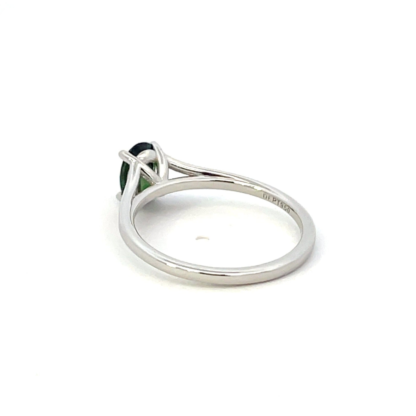 Bespoke' Platinum Teal Green Sapphire Ring | 0.90ct | SZ 6.5 |