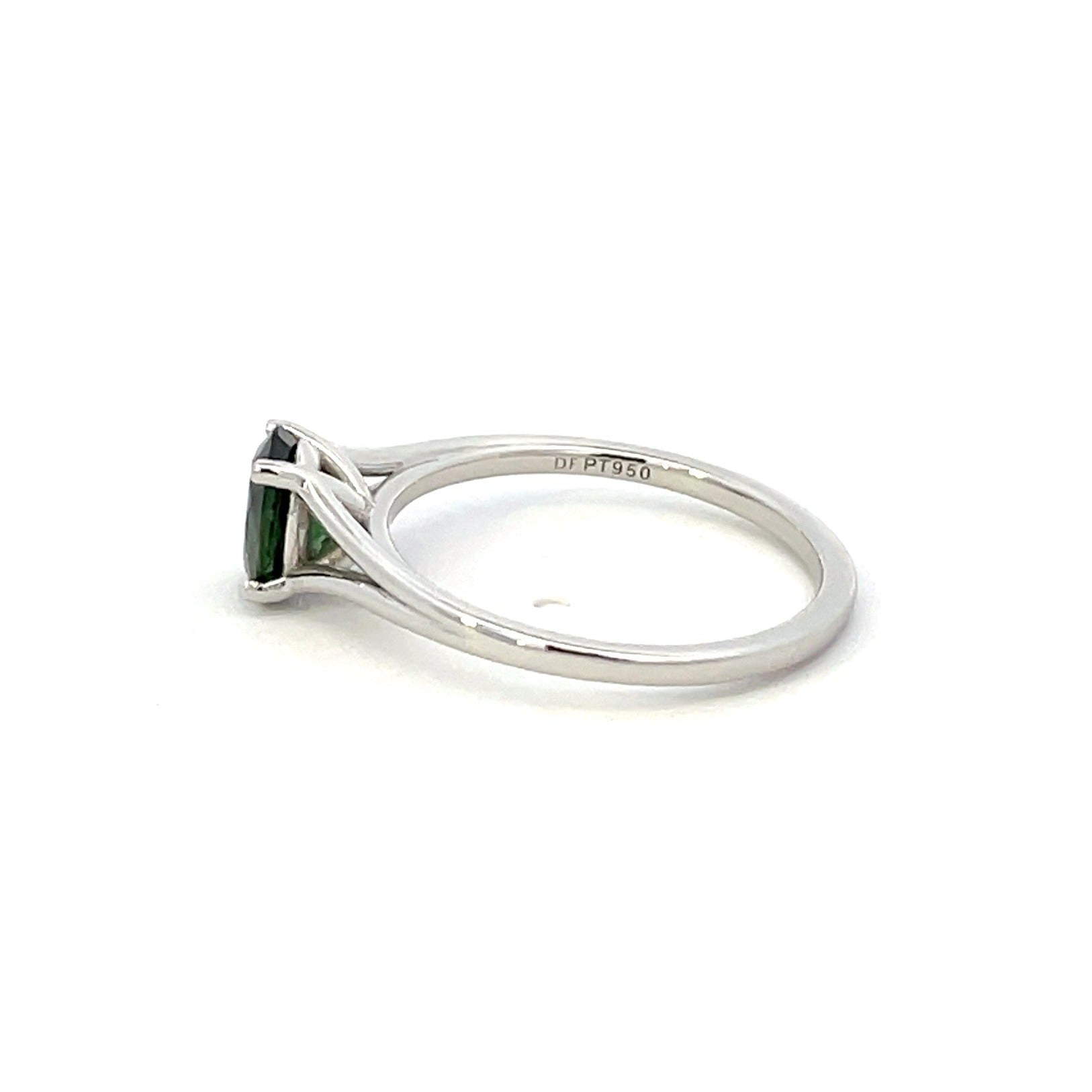 Bespoke' Platinum Teal Green Sapphire Ring | 0.90ct | SZ 6.5 |