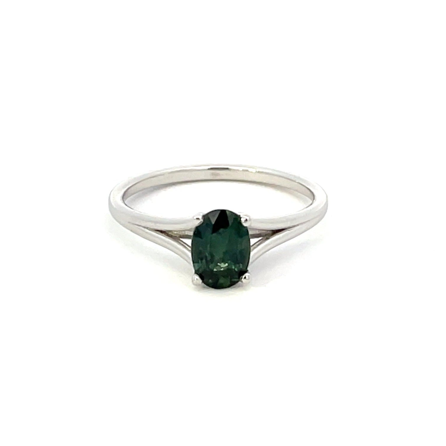 Bespoke' Platinum Teal Green Sapphire Ring | 0.90ct | SZ 6.5 |