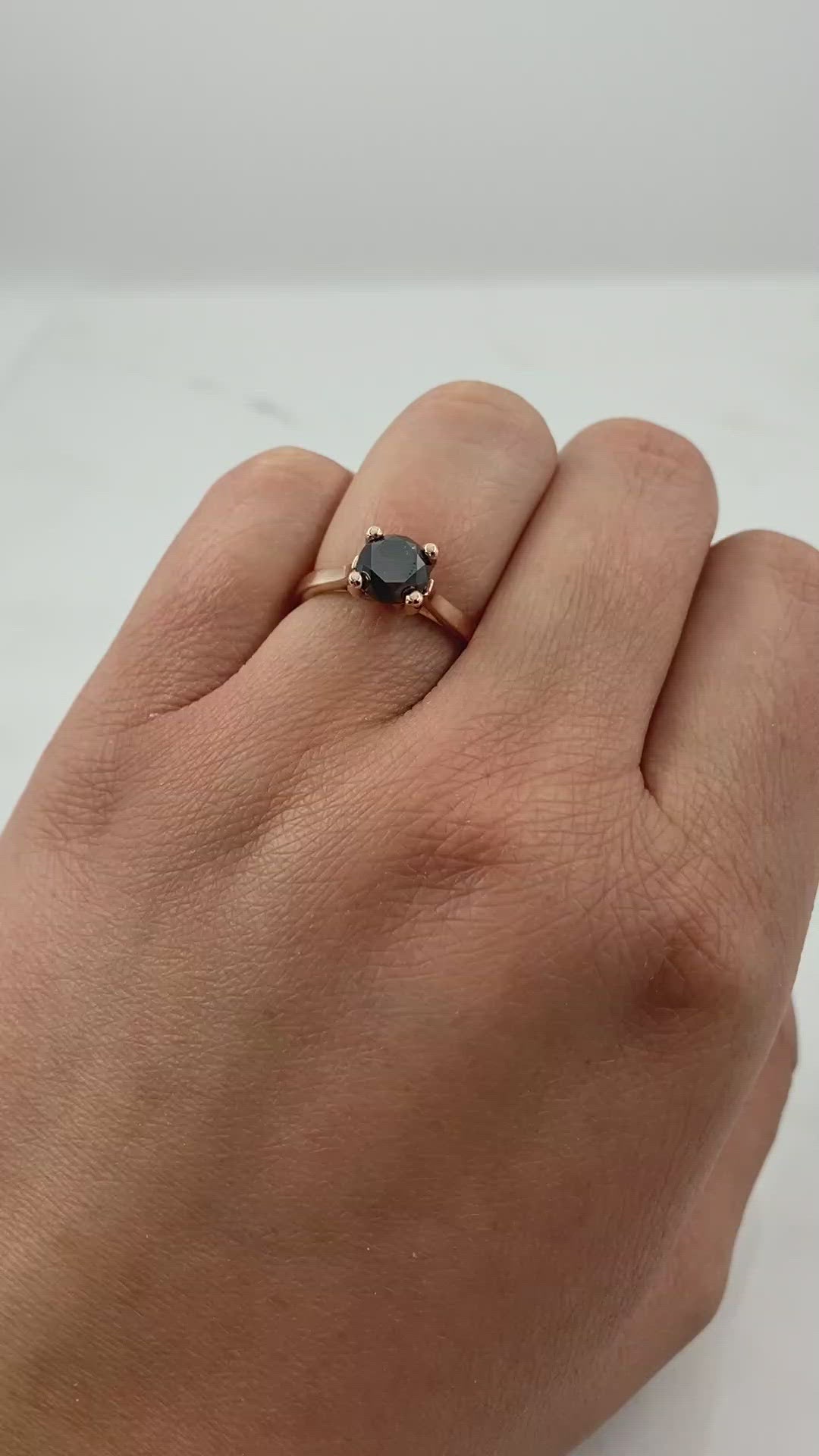 black diamond solitaire ring for sale, vintage black ring for sale, round brilliant rings
