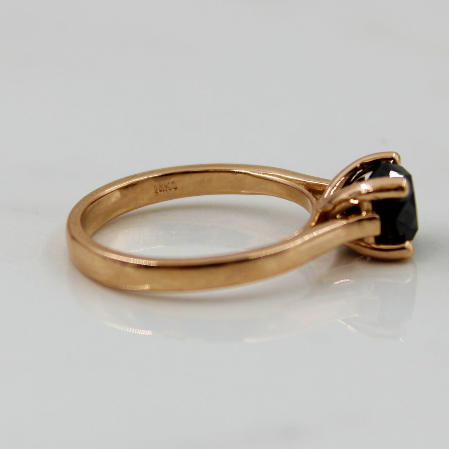 Black diamond ring, antique refurbished gold rings