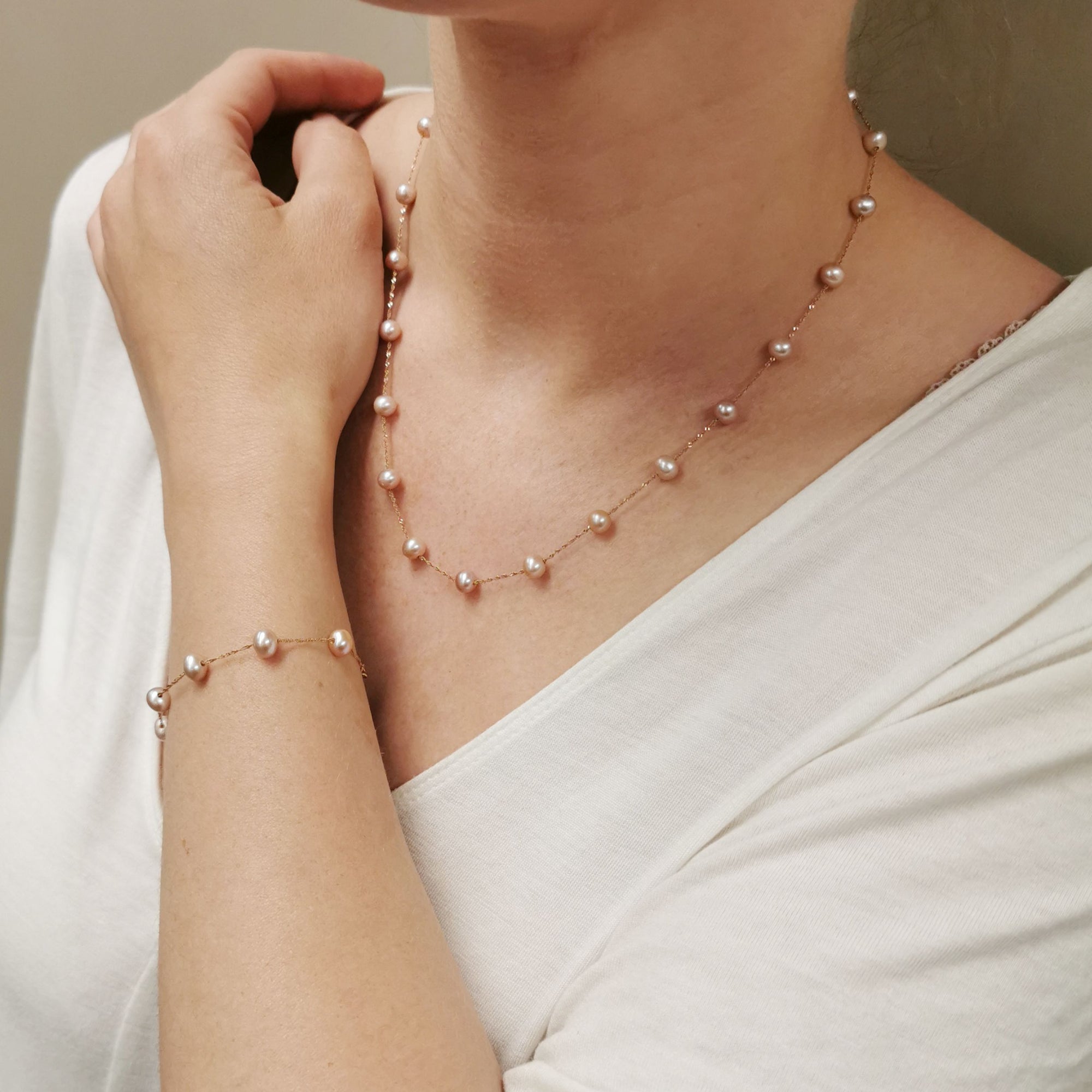 'Effy' Pearl Bracelet & Necklace Set |