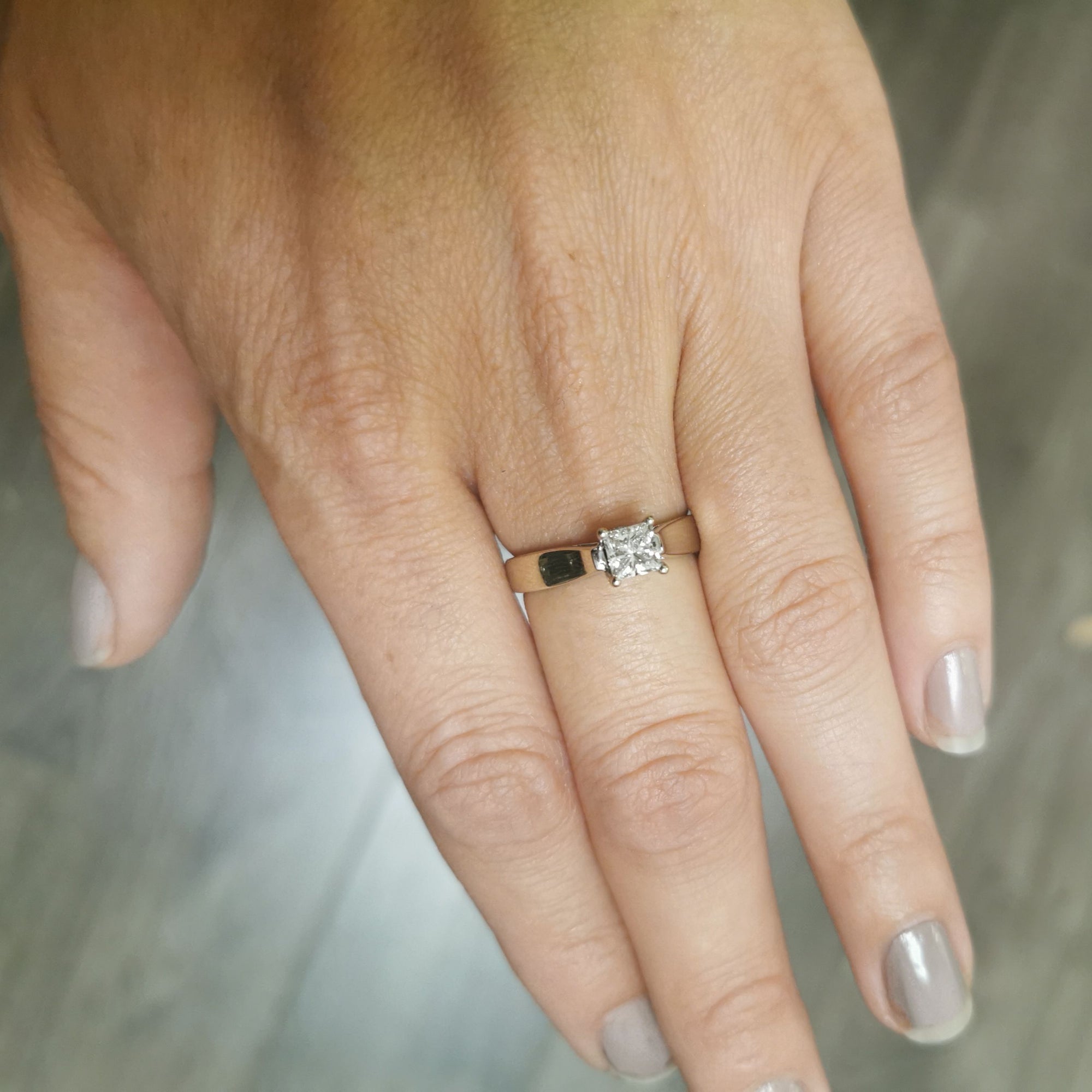 Princess Solitaire Diamond Engagement Ring | 0.54 ct | I1, H | SZ 7 |