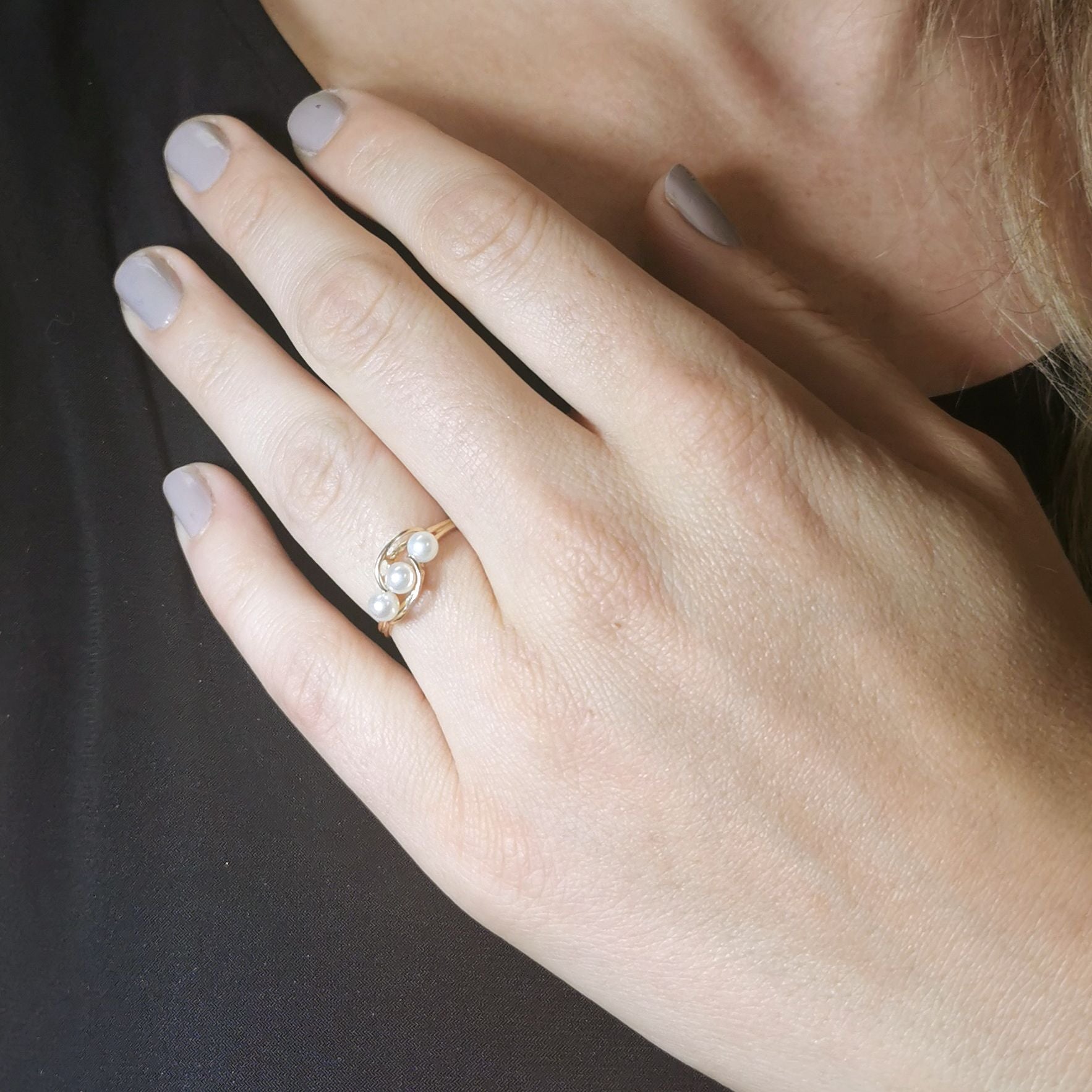 Three Pearl Bypass Ring | 1.35ctw | SZ 6.5 |
